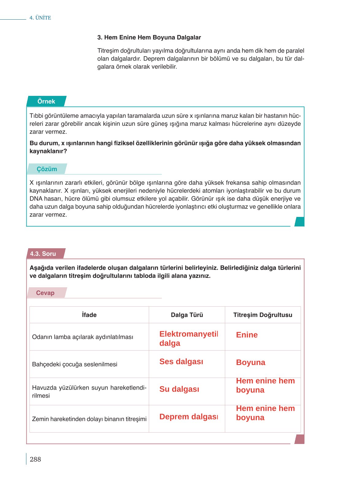 10. Sınıf Meb Yayınları Fizik Ders Kitabı Sayfa 288 Cevapları