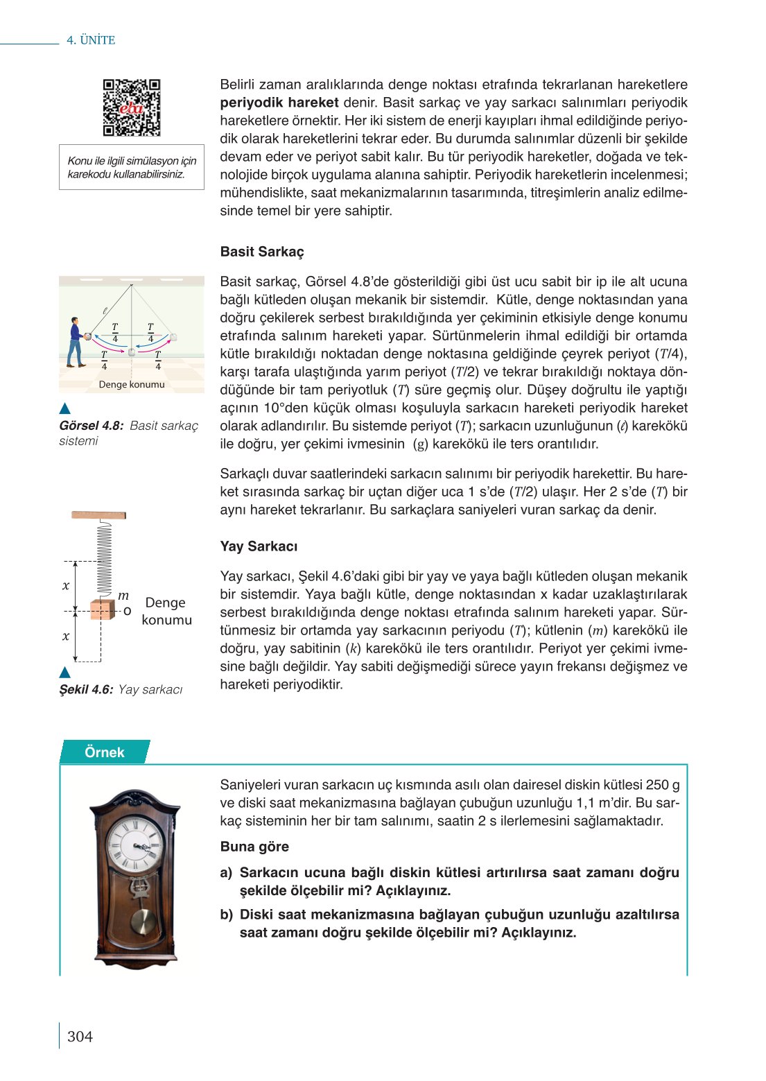 10. Sınıf Meb Yayınları Fizik Ders Kitabı Sayfa 304 Cevapları