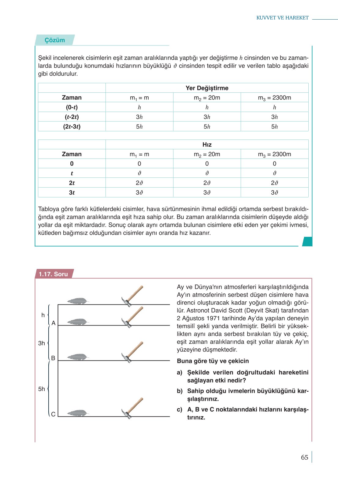 10. Sınıf Meb Yayınları Fizik Ders Kitabı Sayfa 65 Cevapları