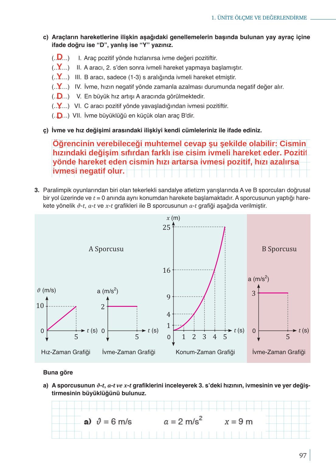 10. Sınıf Meb Yayınları Fizik Ders Kitabı Sayfa 97 Cevapları