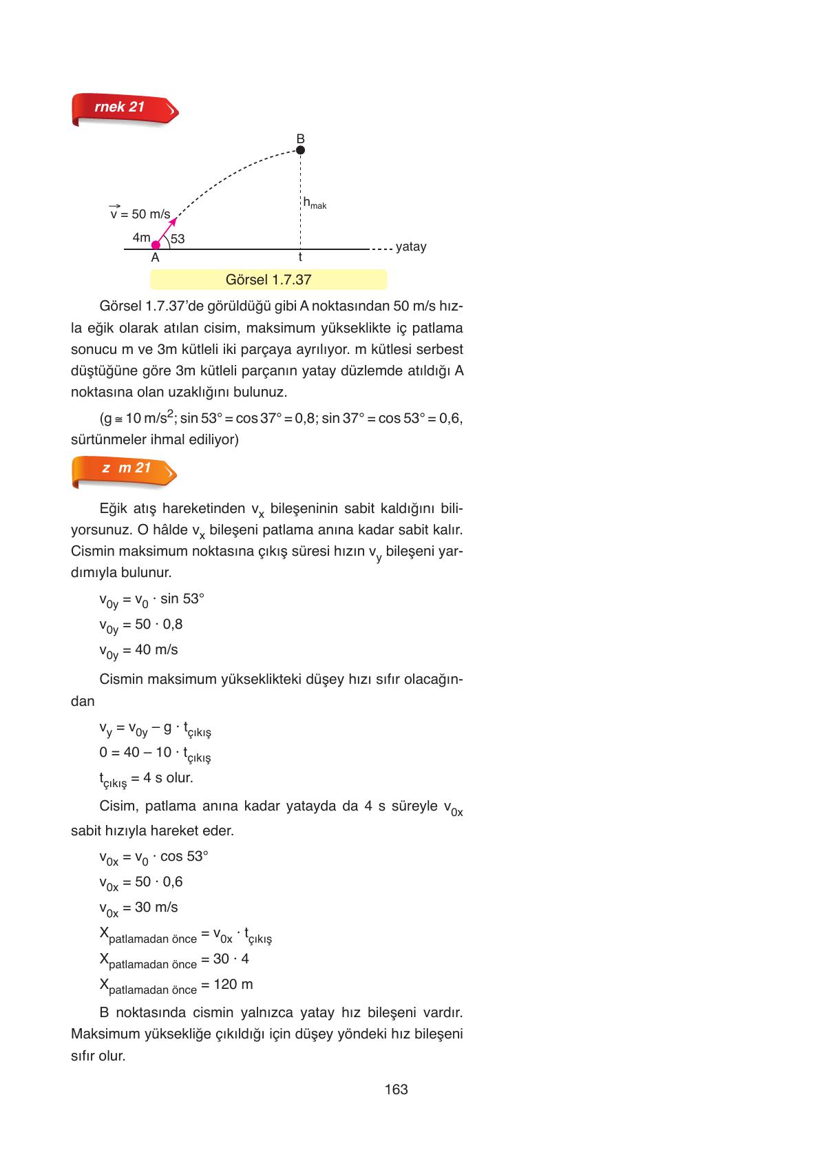 11. Sınıf Ata Yayıncılık Fizik Ders Kitabı Sayfa 163 Cevapları