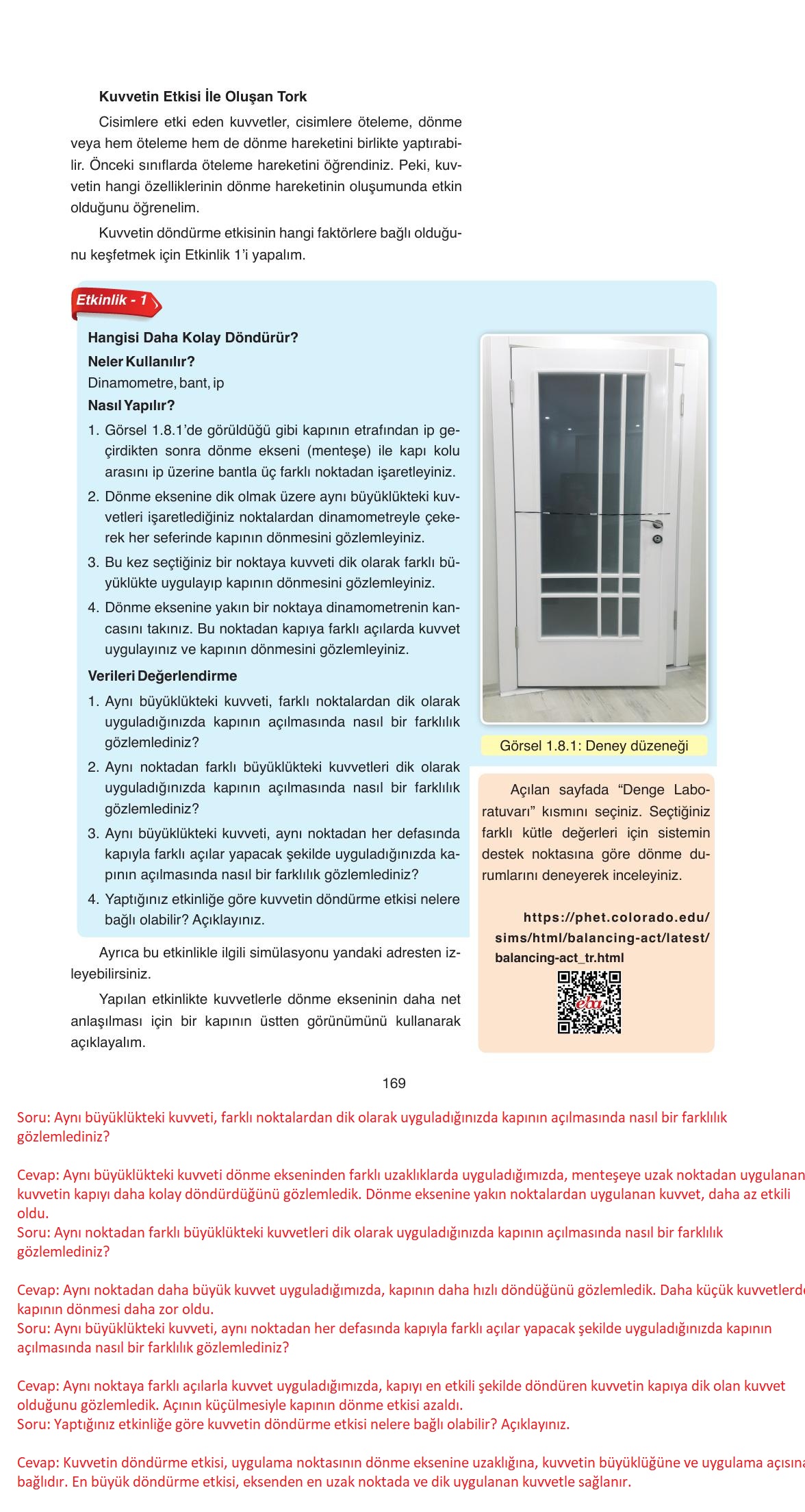 11. Sınıf Ata Yayıncılık Fizik Ders Kitabı Sayfa 169 Cevapları