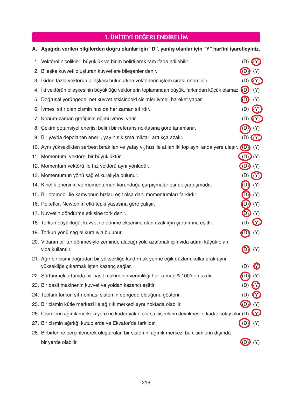 11. Sınıf Ata Yayıncılık Fizik Ders Kitabı Sayfa 216 Cevapları 11. Sınıf Ata Yayıncılık Fizik Ders Kitabı Sayfa 216 Cevapları