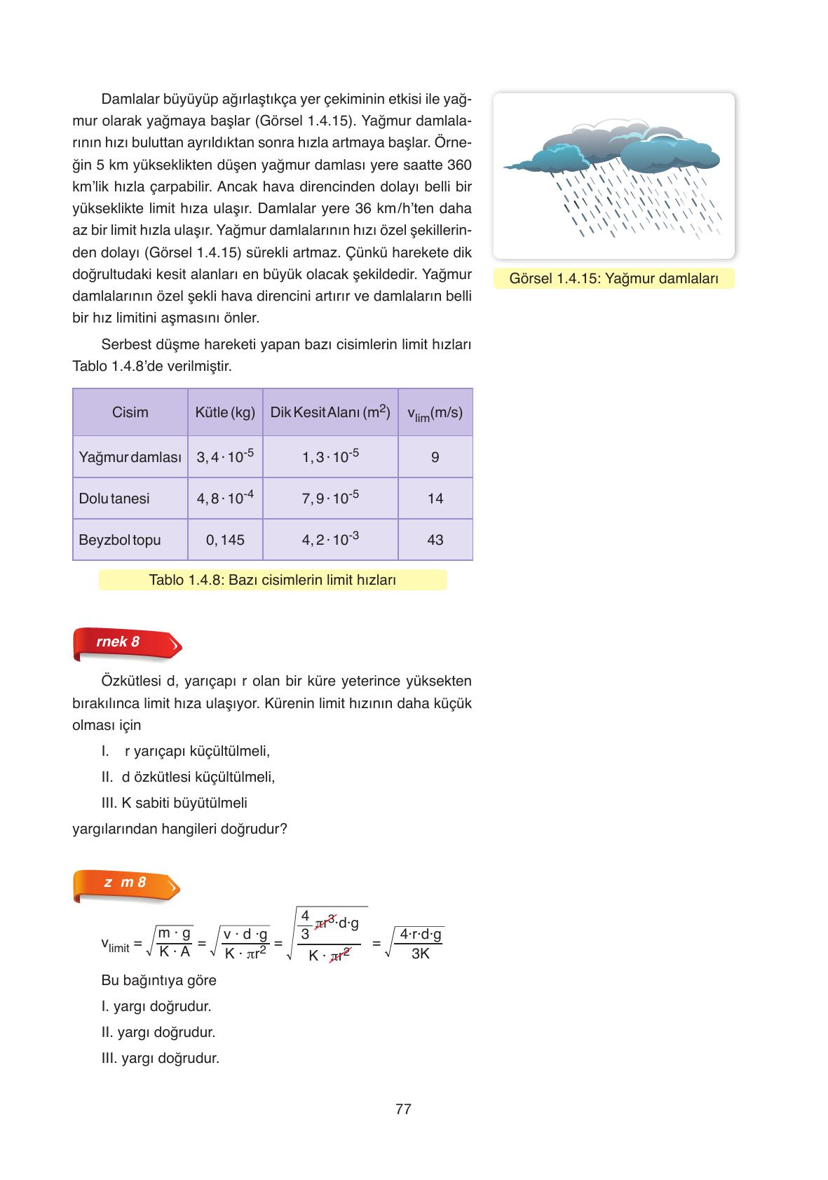 11. Sınıf Ata Yayıncılık Fizik Ders Kitabı Sayfa 77 Cevapları