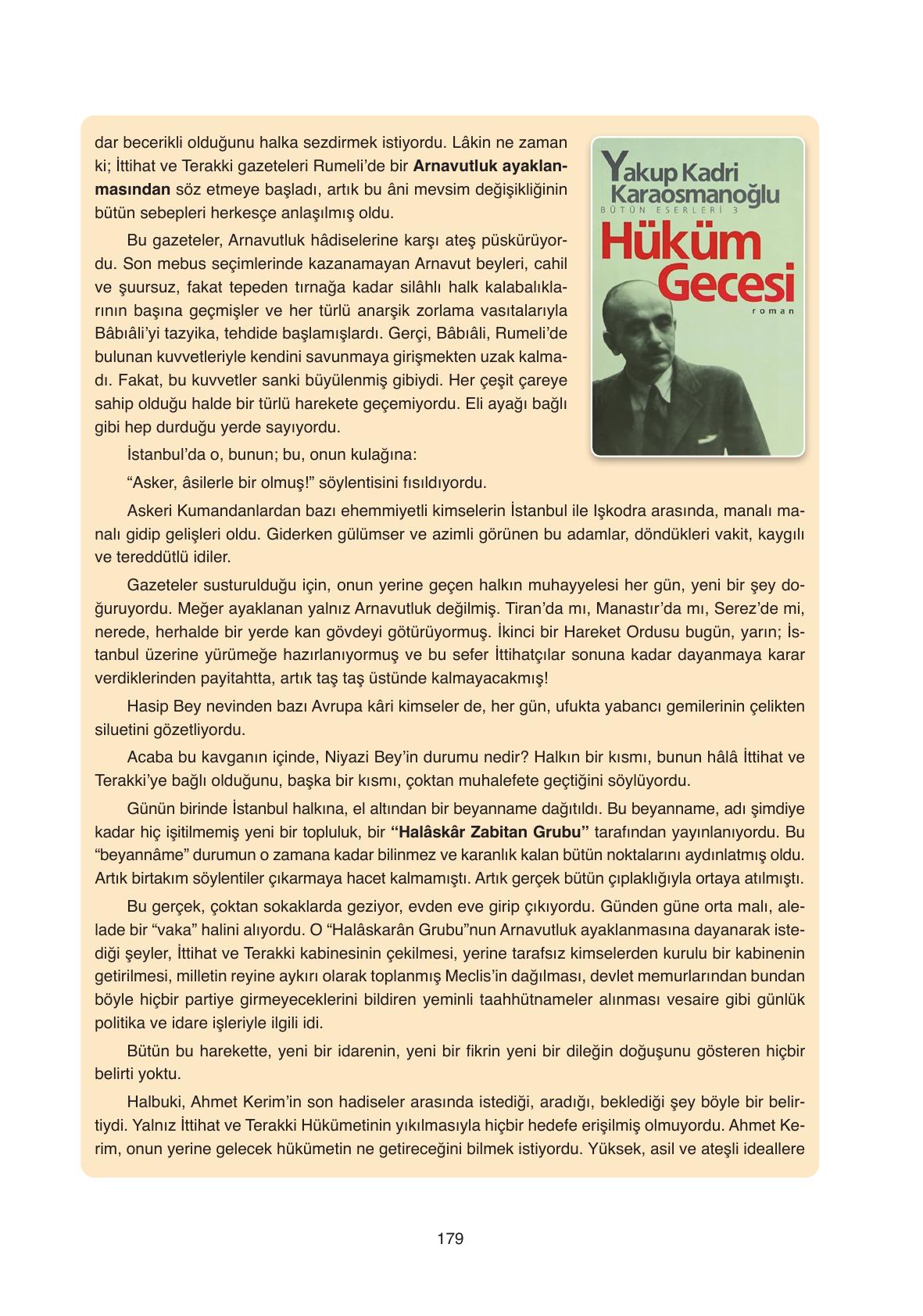 11. Sınıf Ata Yayıncılık Türk Dili Ve Edebiyatı Ders Kitabı Sayfa 179 Cevapları