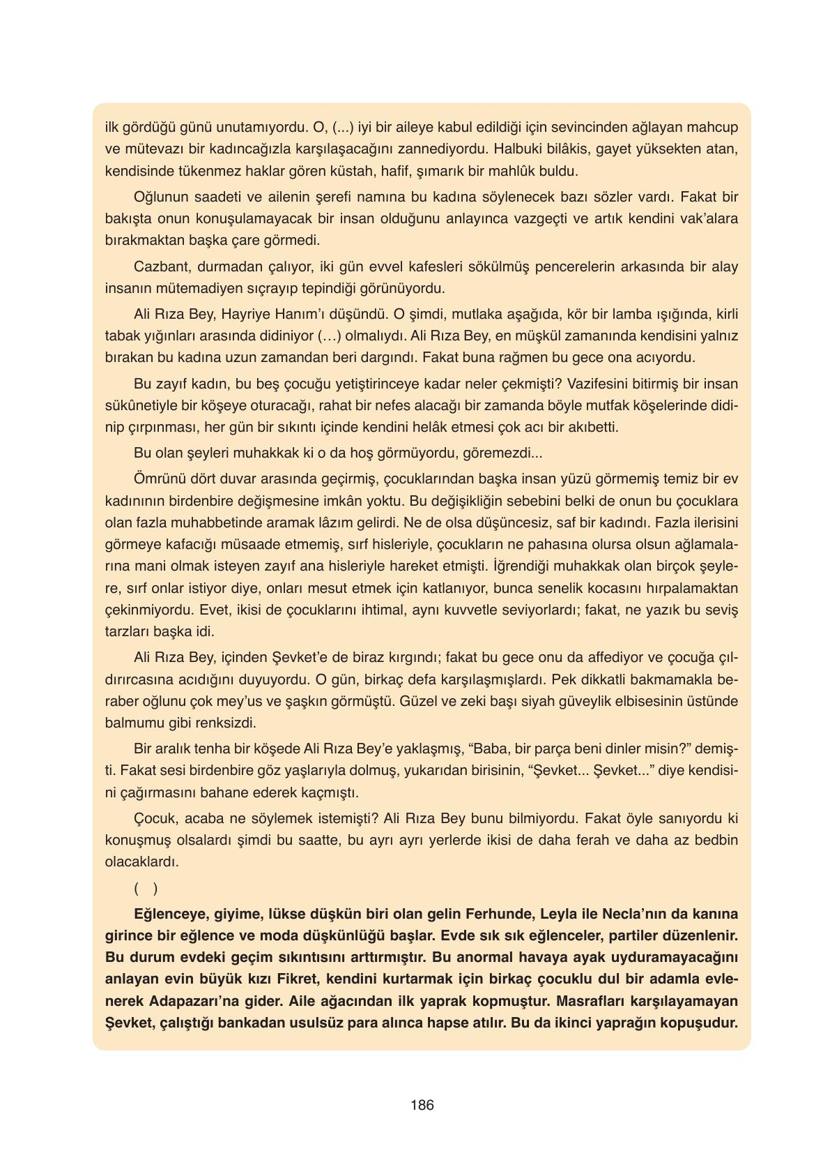11. Sınıf Ata Yayıncılık Türk Dili Ve Edebiyatı Ders Kitabı Sayfa 186 Cevapları
