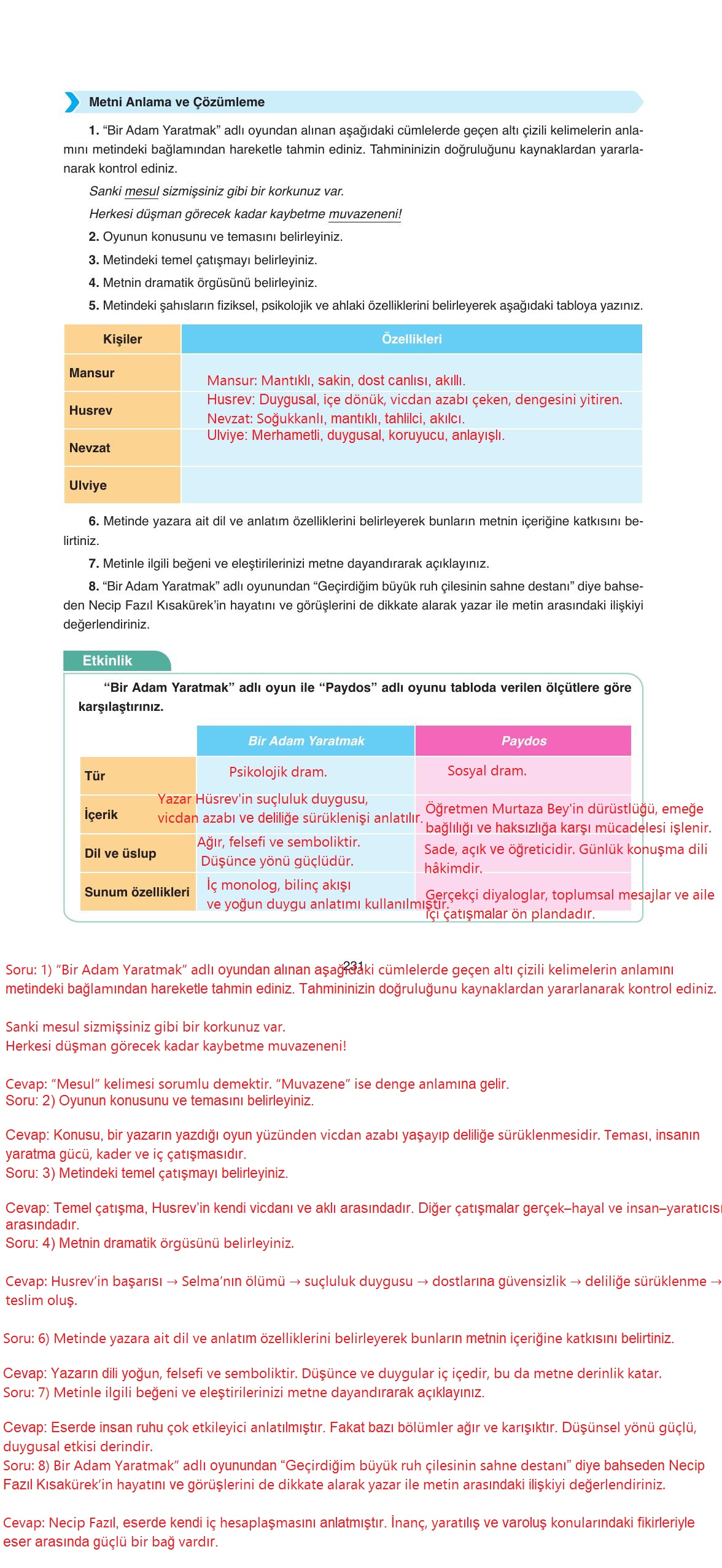 11. Sınıf Ata Yayıncılık Türk Dili Ve Edebiyatı Ders Kitabı Sayfa 231 Cevapları 11. Sınıf Ata Yayıncılık Türk Dili Ve Edebiyatı Ders Kitabı Sayfa 231 Cevapları