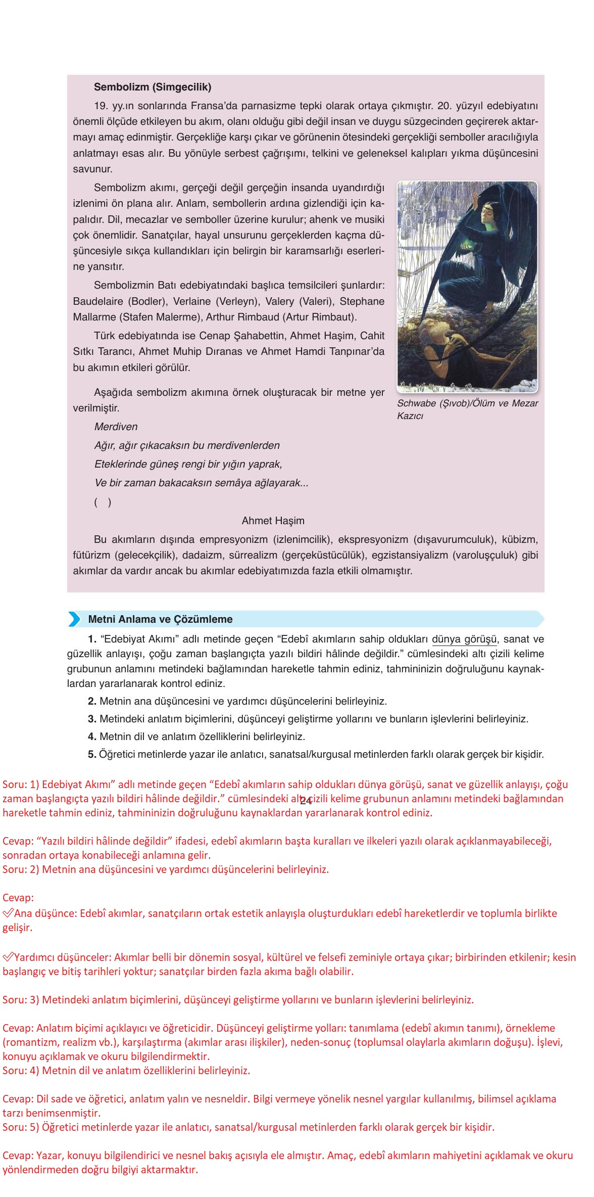 11. Sınıf Ata Yayıncılık Türk Dili Ve Edebiyatı Ders Kitabı Sayfa 24 Cevapları