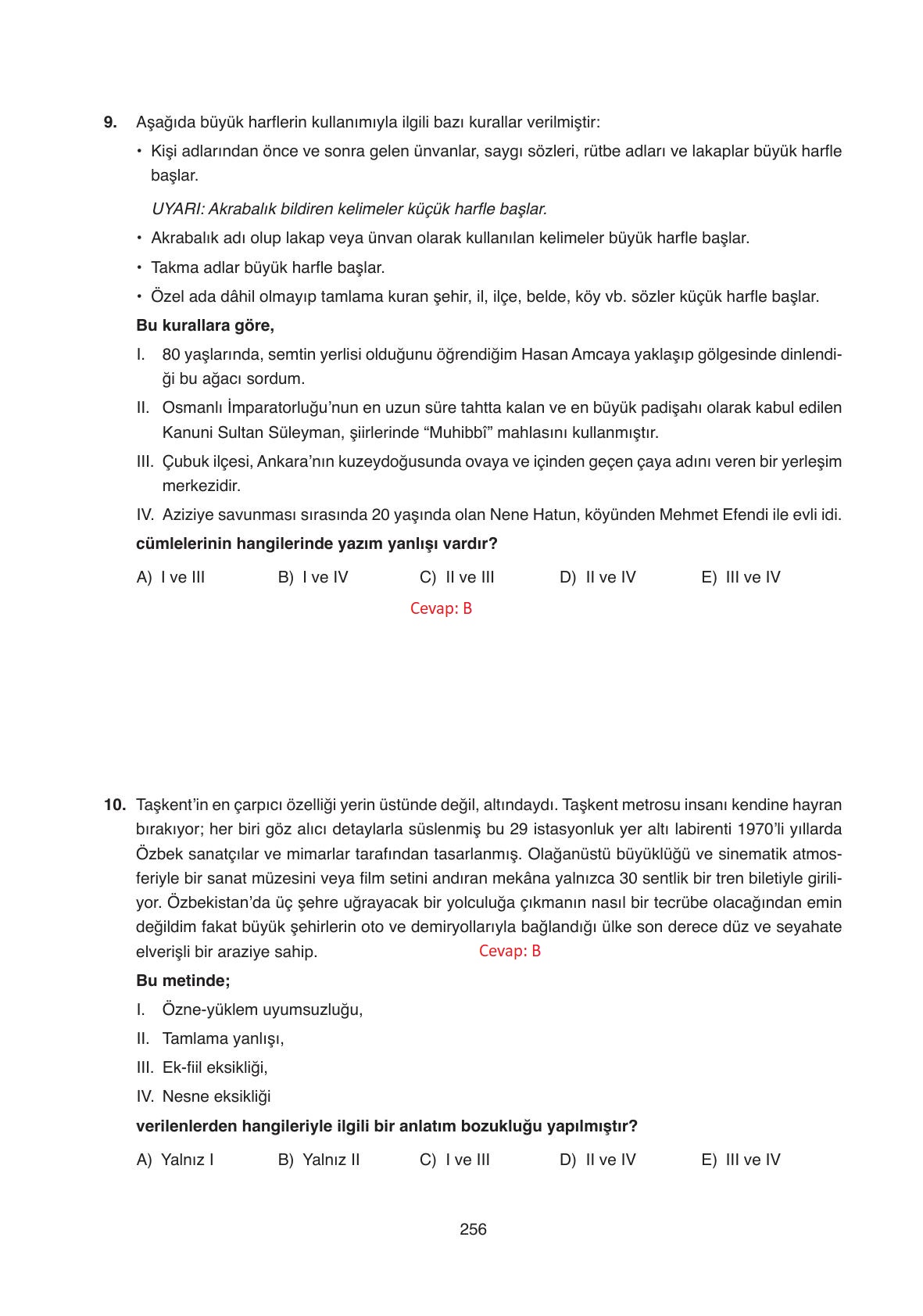 11. Sınıf Ata Yayıncılık Türk Dili Ve Edebiyatı Ders Kitabı Sayfa 256 Cevapları
