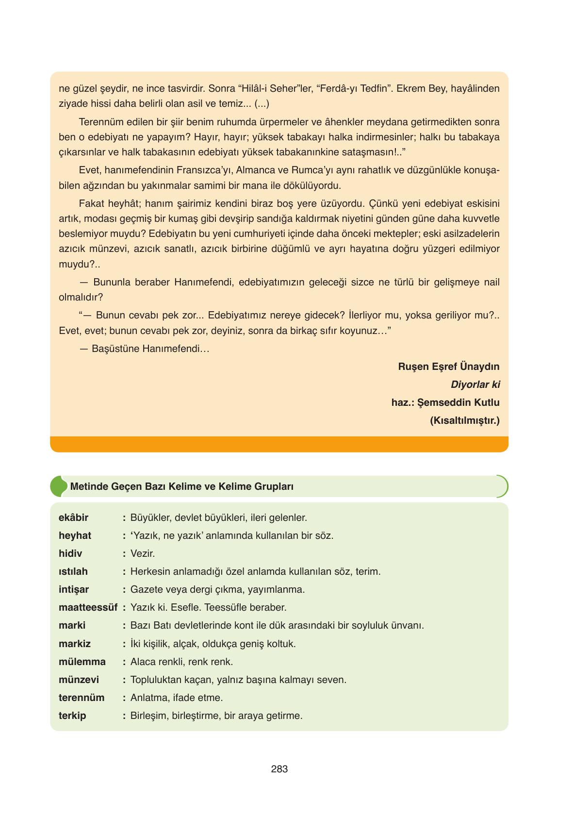11. Sınıf Ata Yayıncılık Türk Dili Ve Edebiyatı Ders Kitabı Sayfa 283 Cevapları 11. Sınıf Ata Yayıncılık Türk Dili Ve Edebiyatı Ders Kitabı Sayfa 283 Cevapları