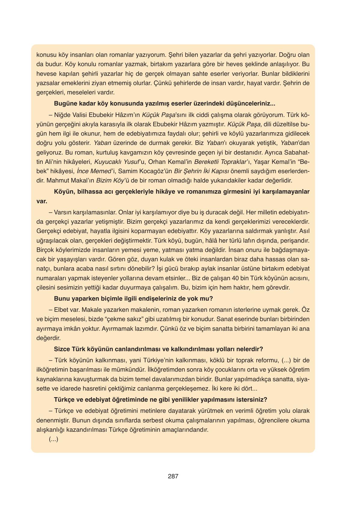 11. Sınıf Ata Yayıncılık Türk Dili Ve Edebiyatı Ders Kitabı Sayfa 287 Cevapları 11. Sınıf Ata Yayıncılık Türk Dili Ve Edebiyatı Ders Kitabı Sayfa 287 Cevapları