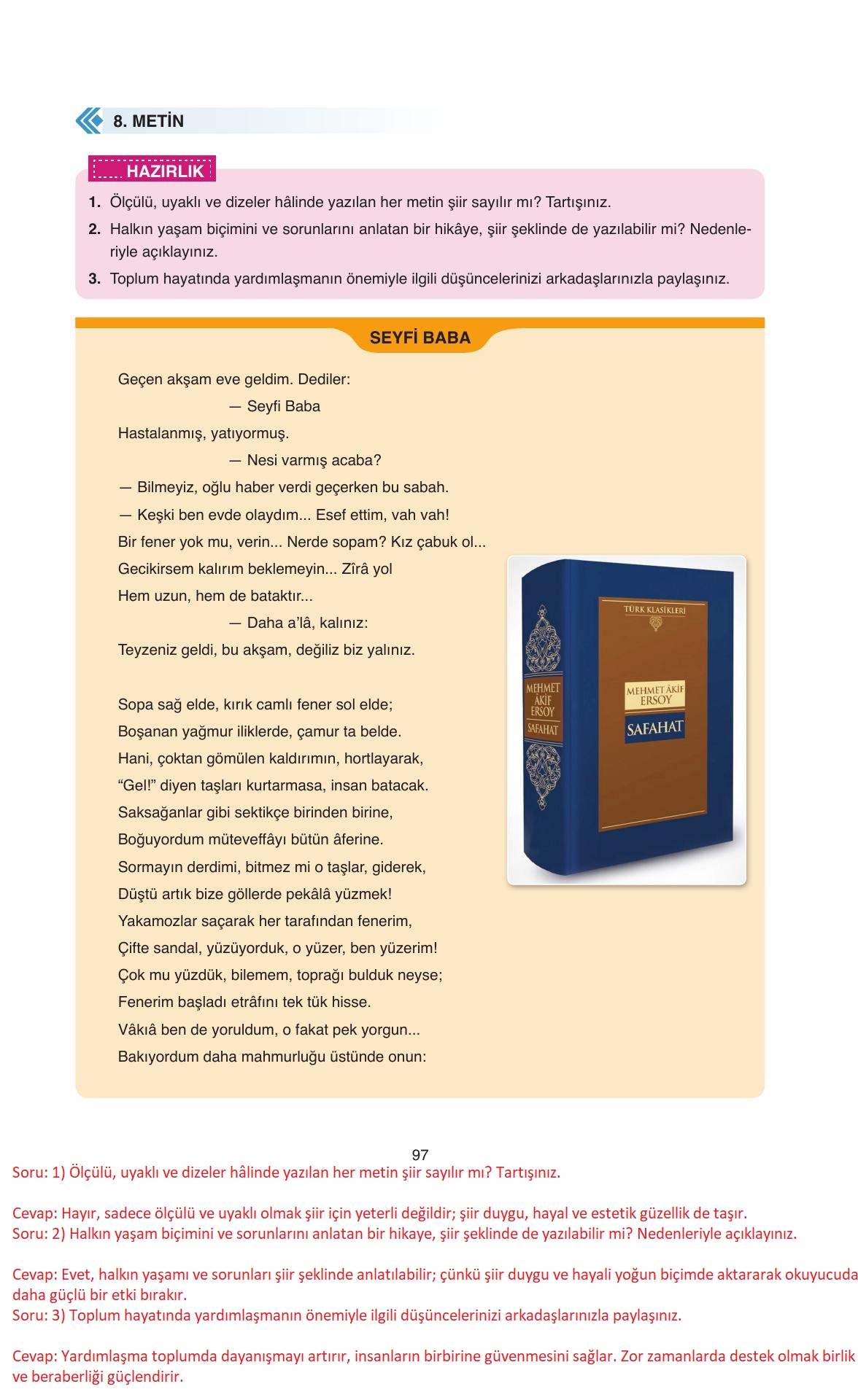 11. Sınıf Ata Yayıncılık Türk Dili Ve Edebiyatı Ders Kitabı Sayfa 97 Cevapları