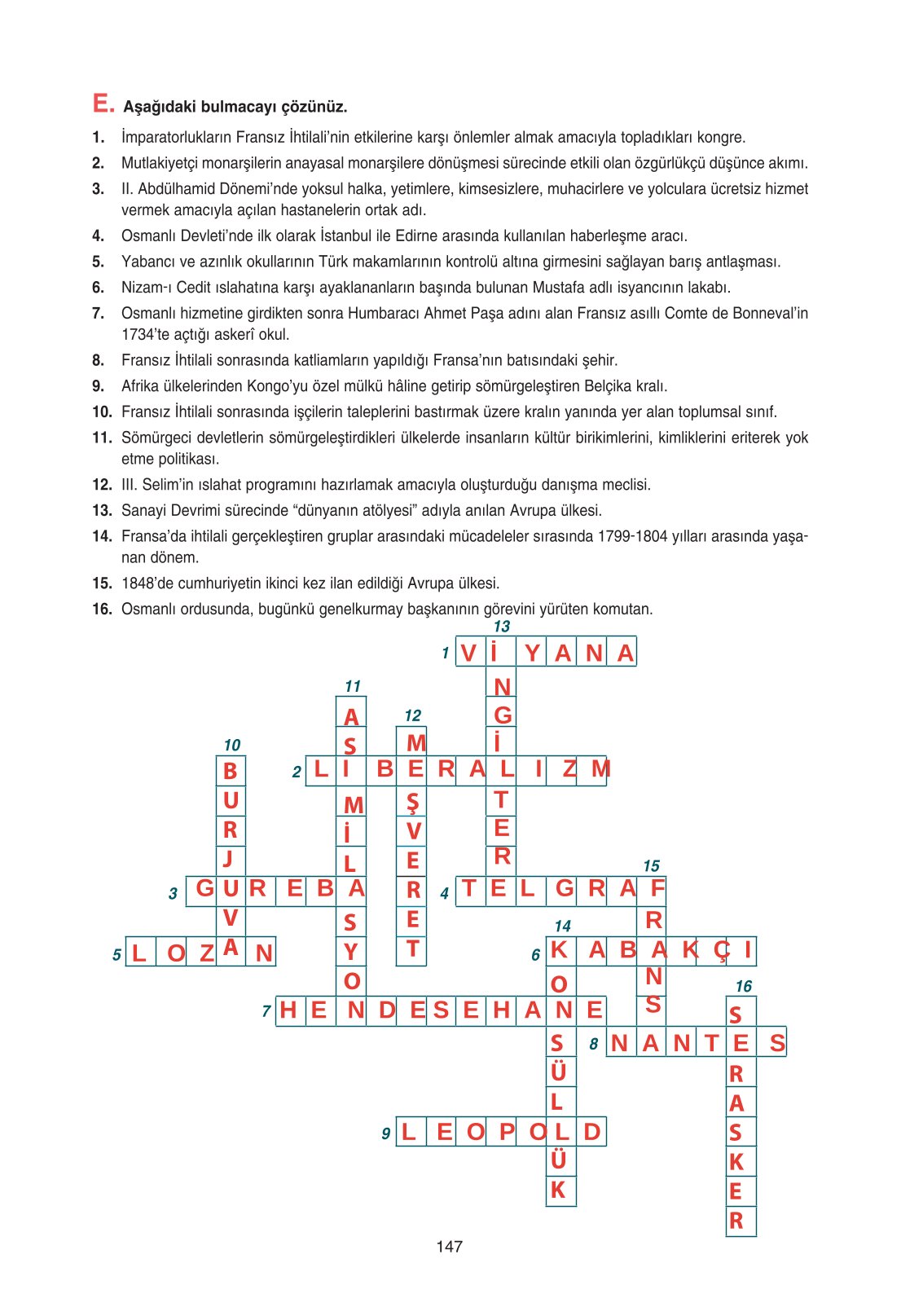 11. Sınıf Ders Destek Yayınları Tarih Ders Kitabı Sayfa 147 Cevapları