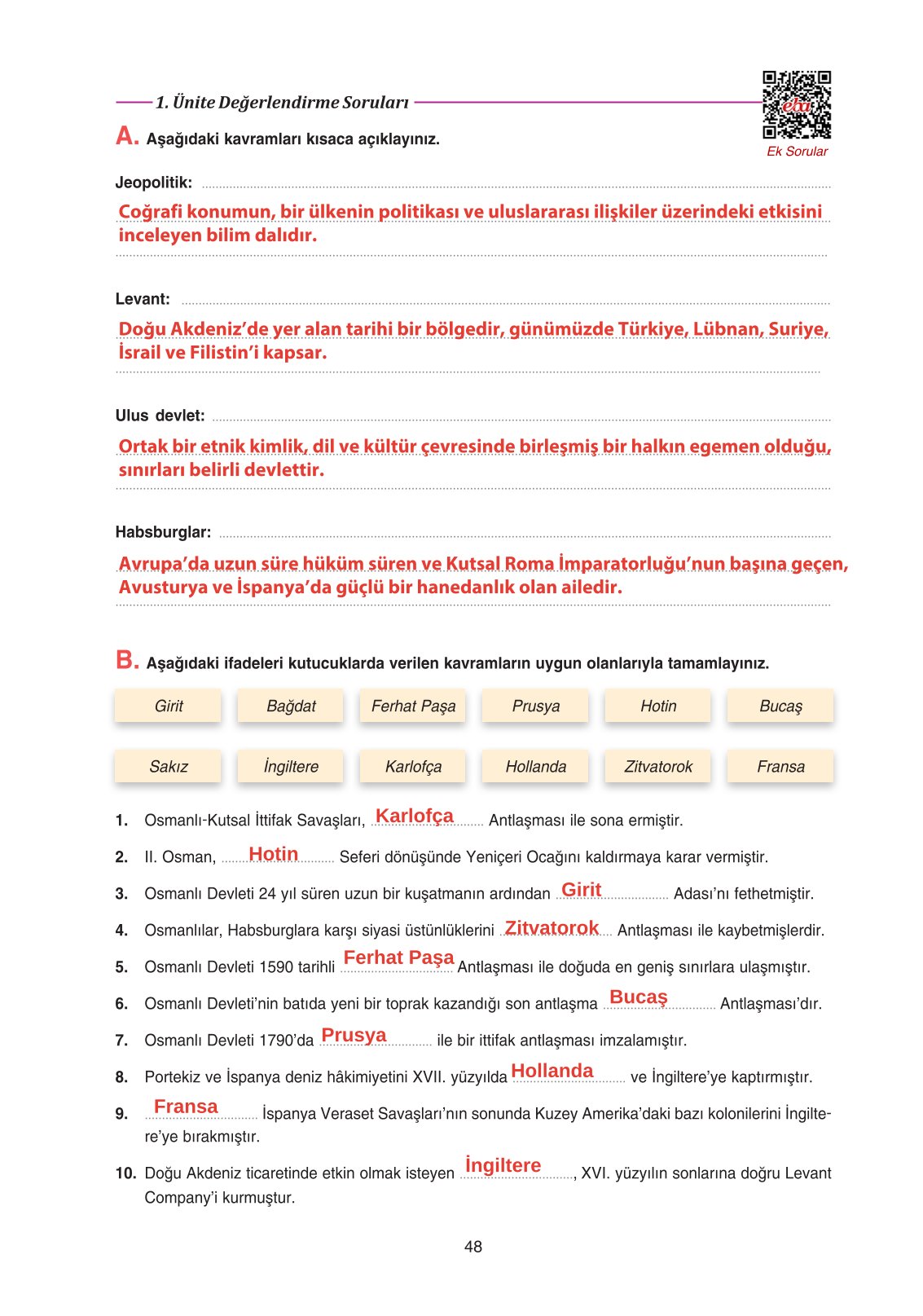 11. Sınıf Ders Destek Yayınları Tarih Ders Kitabı Sayfa 48 Cevapları 11. Sınıf Ders Destek Yayınları Tarih Ders Kitabı Sayfa 48 Cevapları