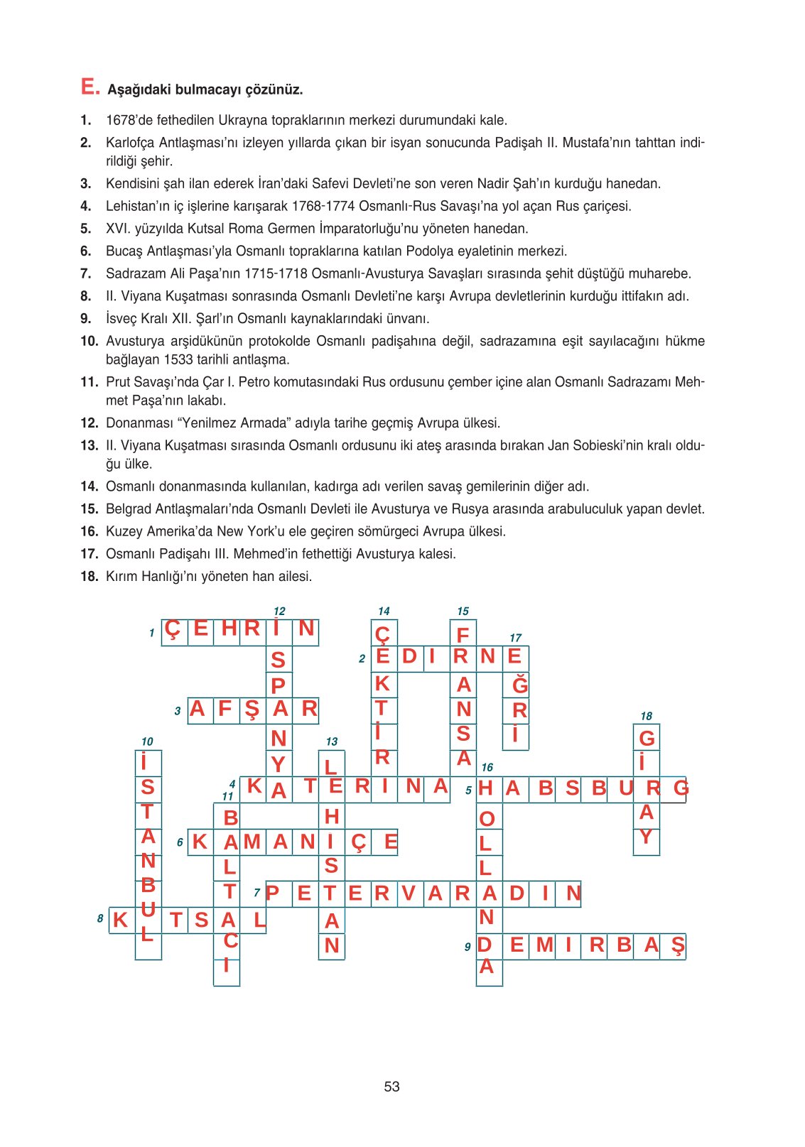 11. Sınıf Ders Destek Yayınları Tarih Ders Kitabı Sayfa 53 Cevapları