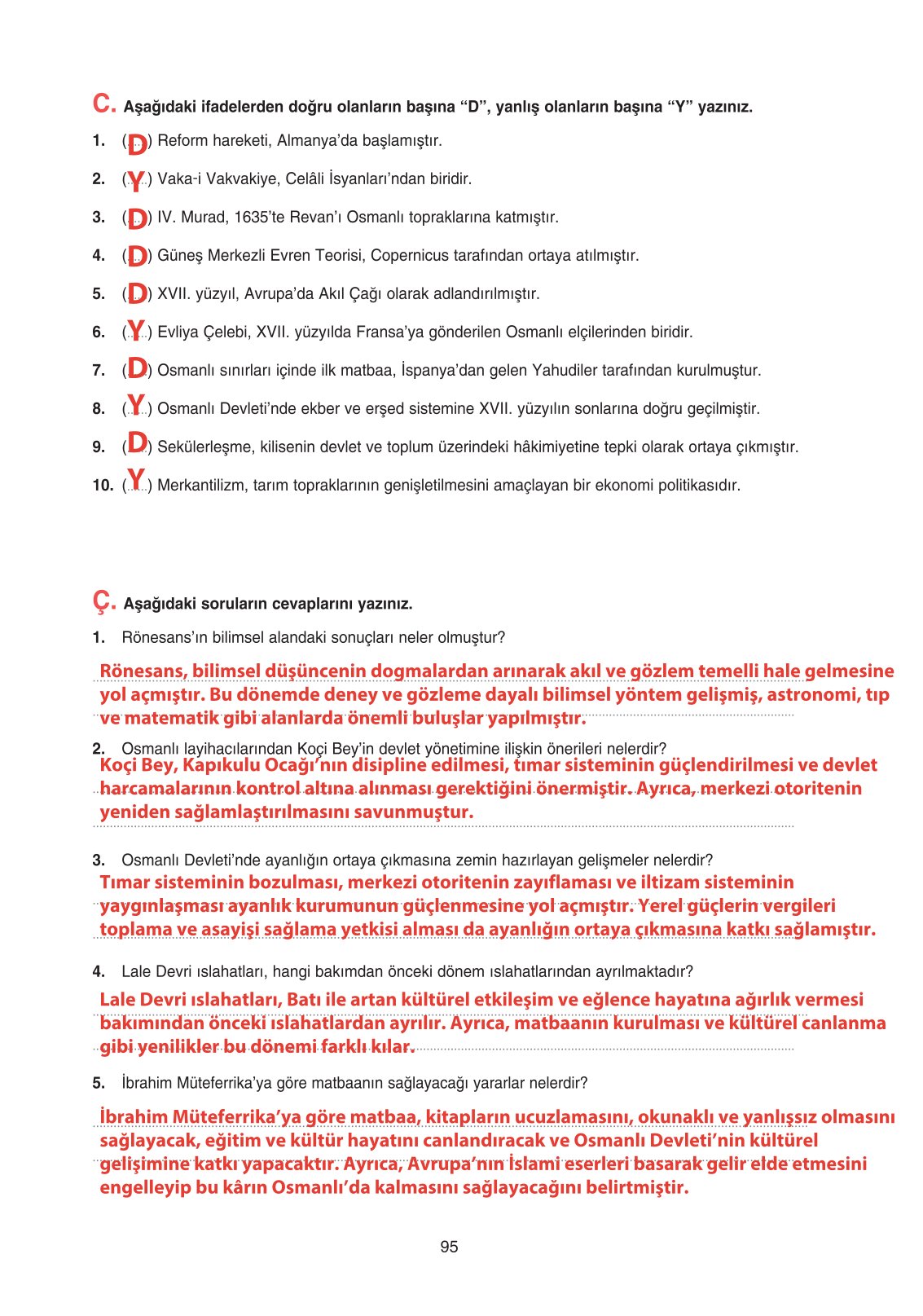 11. Sınıf Ders Destek Yayınları Tarih Ders Kitabı Sayfa 95 Cevapları 11. Sınıf Ders Destek Yayınları Tarih Ders Kitabı Sayfa 95 Cevapları