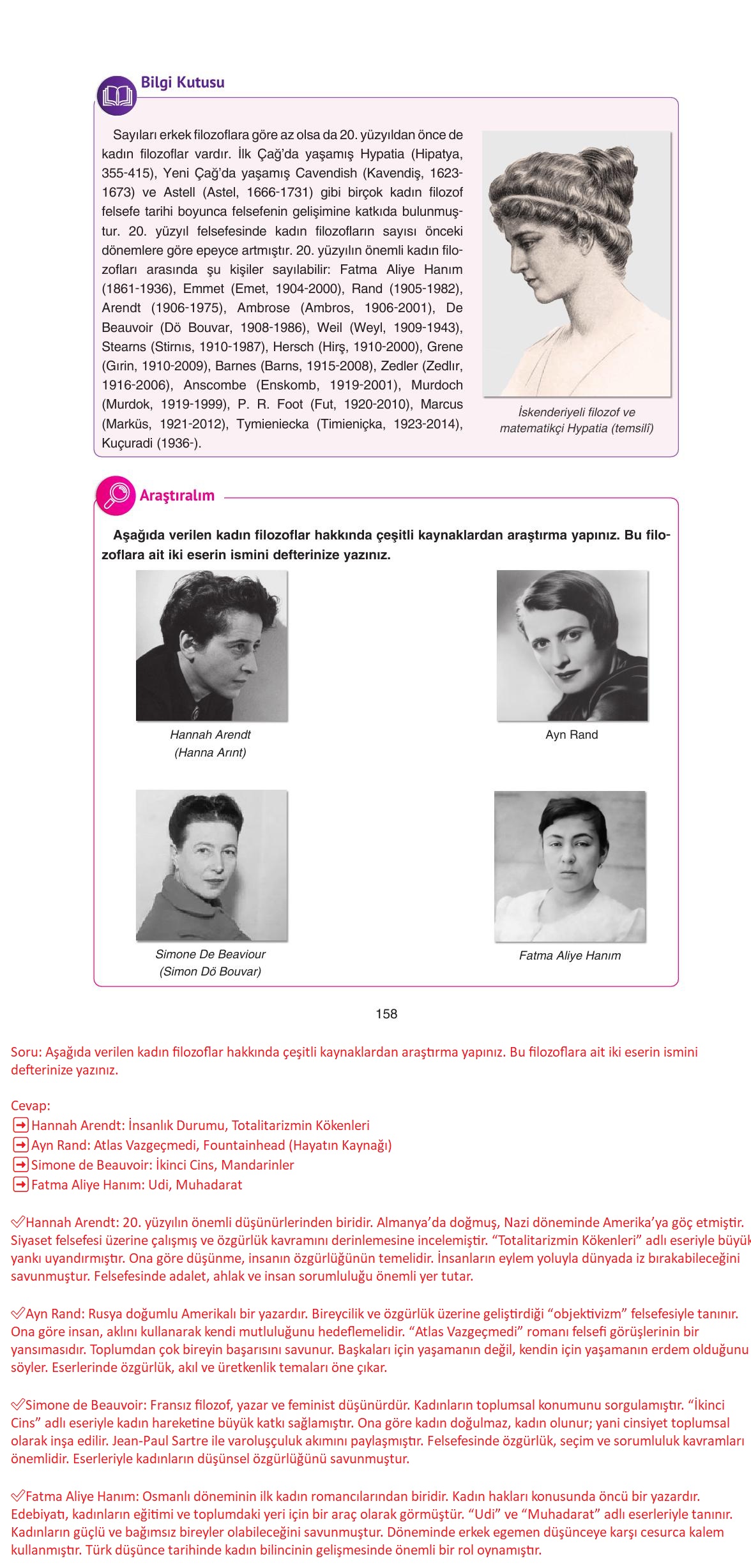 11. Sınıf Hisar Yayıncılık Felsefe Ders Kitabı Sayfa 159 Cevapları