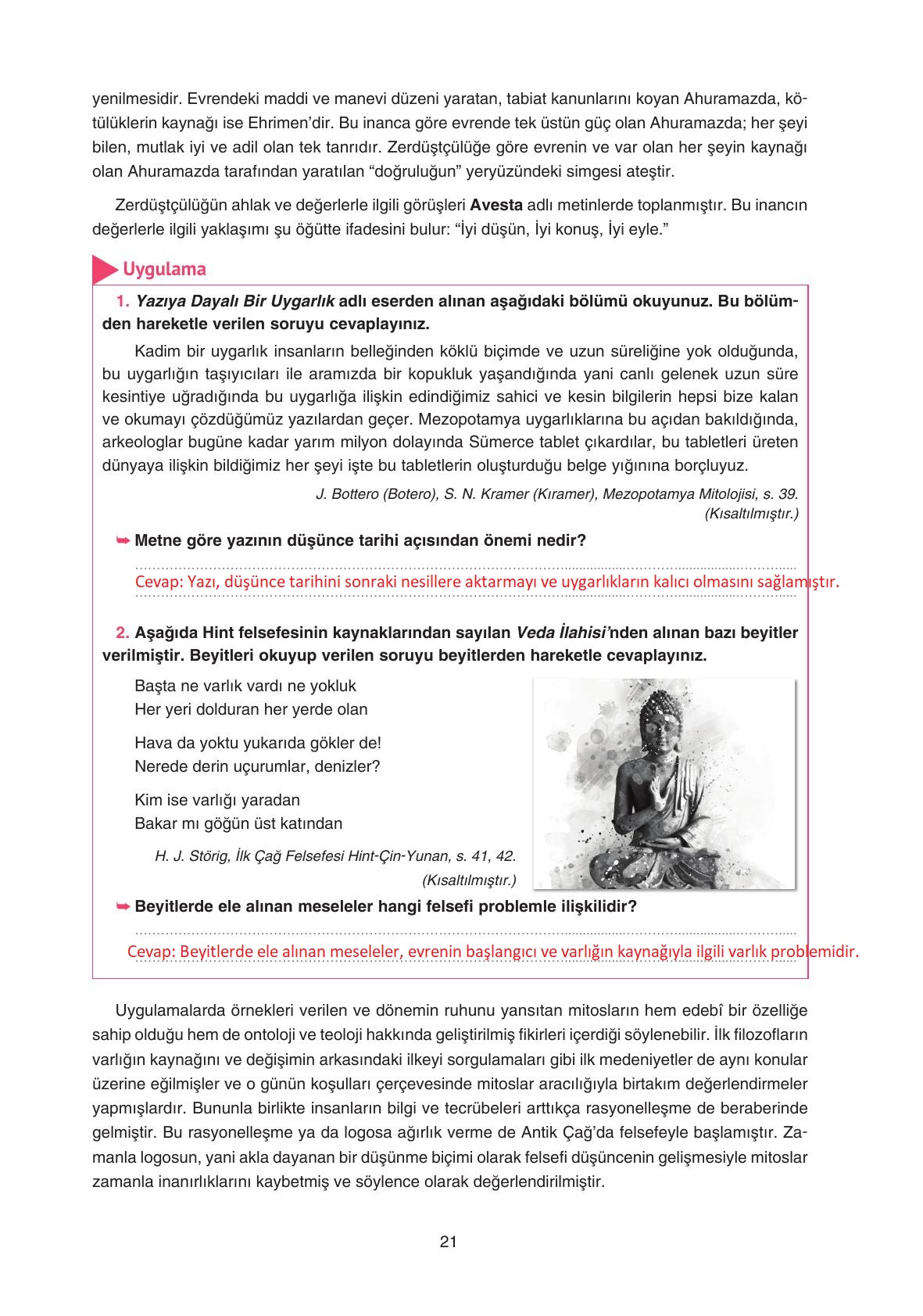 11. Sınıf Hisar Yayıncılık Felsefe Ders Kitabı Sayfa 22 Cevapları