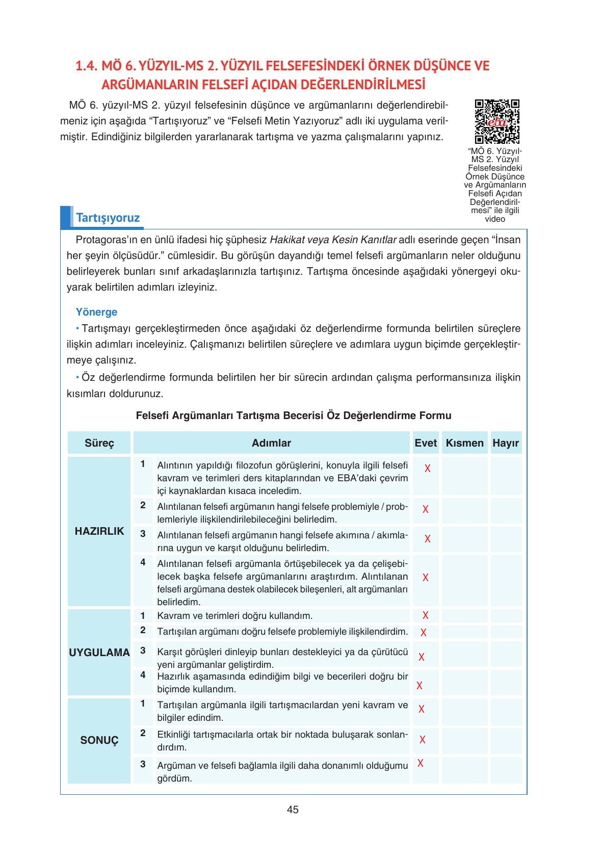 11. Sınıf Hisar Yayıncılık Felsefe Ders Kitabı Sayfa 46 Cevapları
