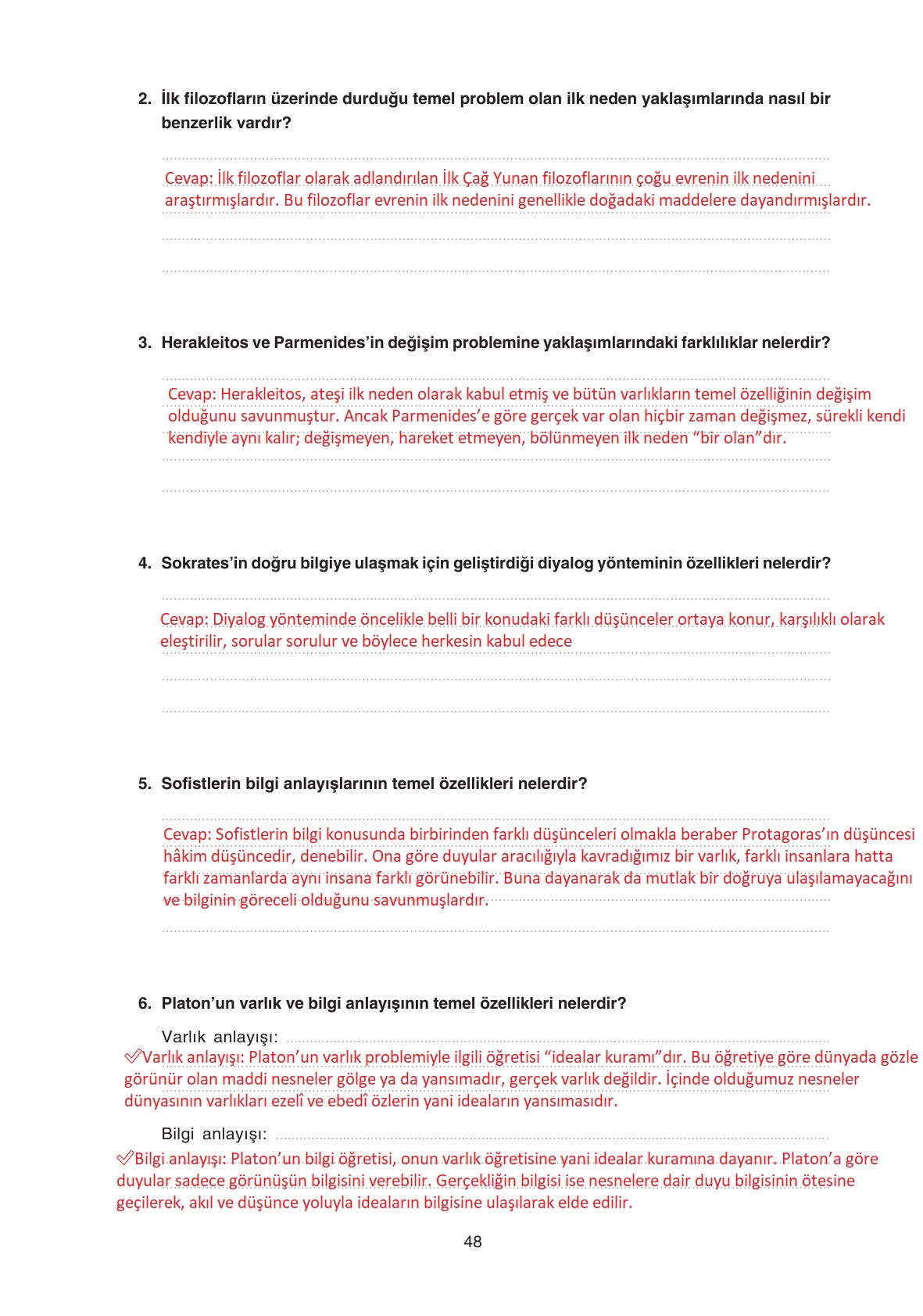 11. Sınıf Hisar Yayıncılık Felsefe Ders Kitabı Sayfa 49 Cevapları