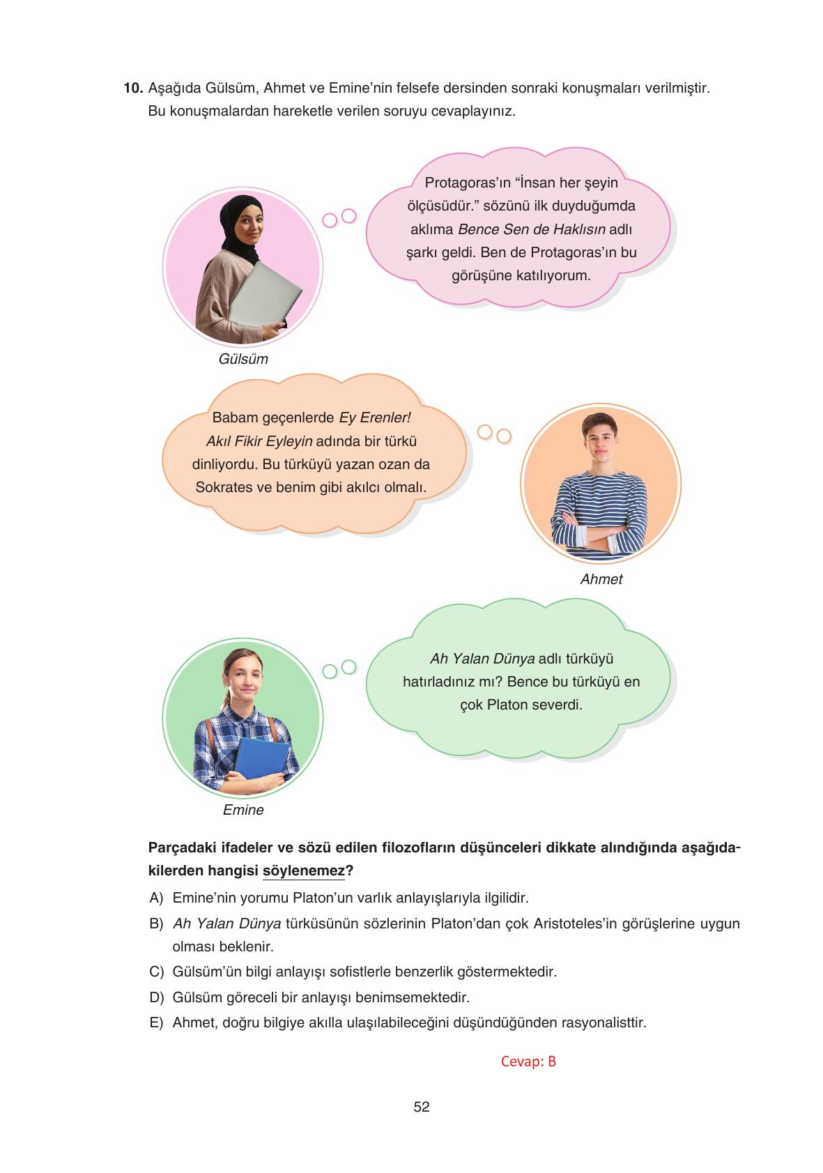 11. Sınıf Hisar Yayıncılık Felsefe Ders Kitabı Sayfa 53 Cevapları