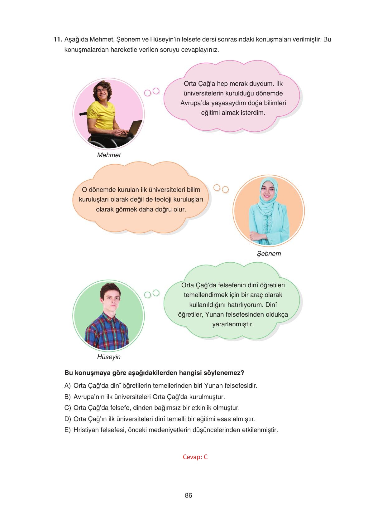 11. Sınıf Hisar Yayıncılık Felsefe Ders Kitabı Sayfa 87 Cevapları