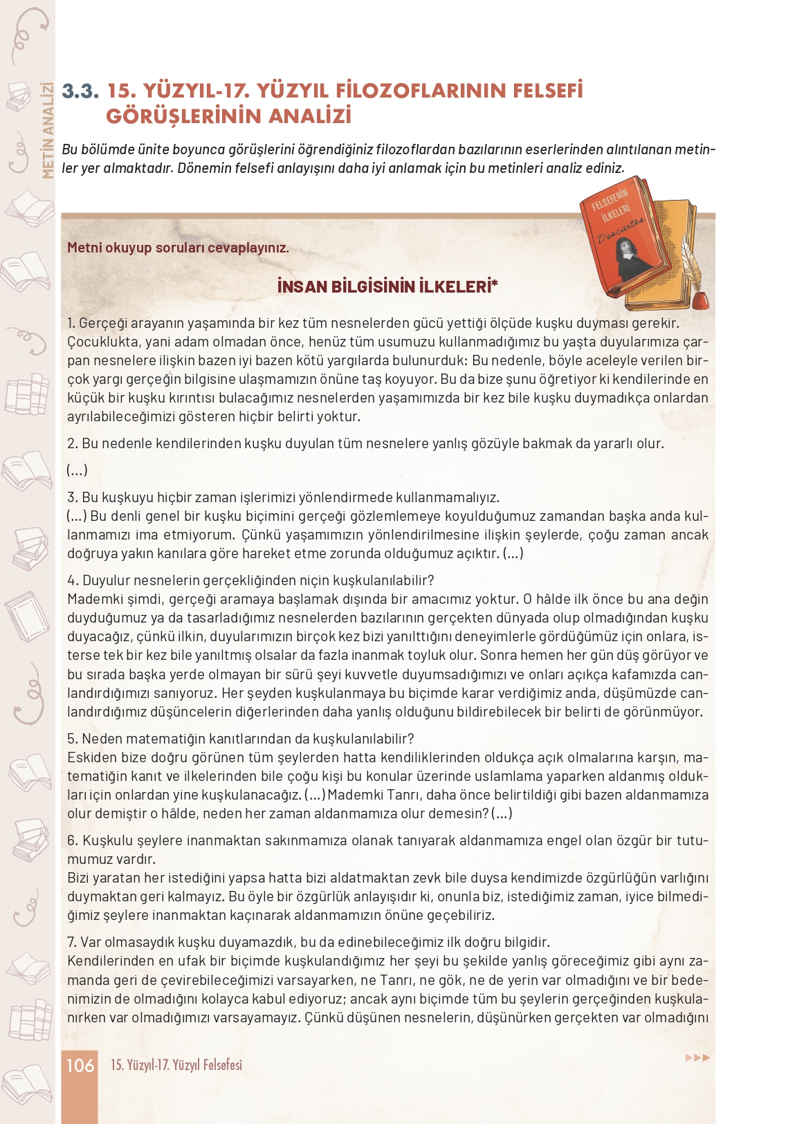 11. Sınıf Meb Yayınları Felsefe Ders Kitabı Sayfa 106 Cevapları