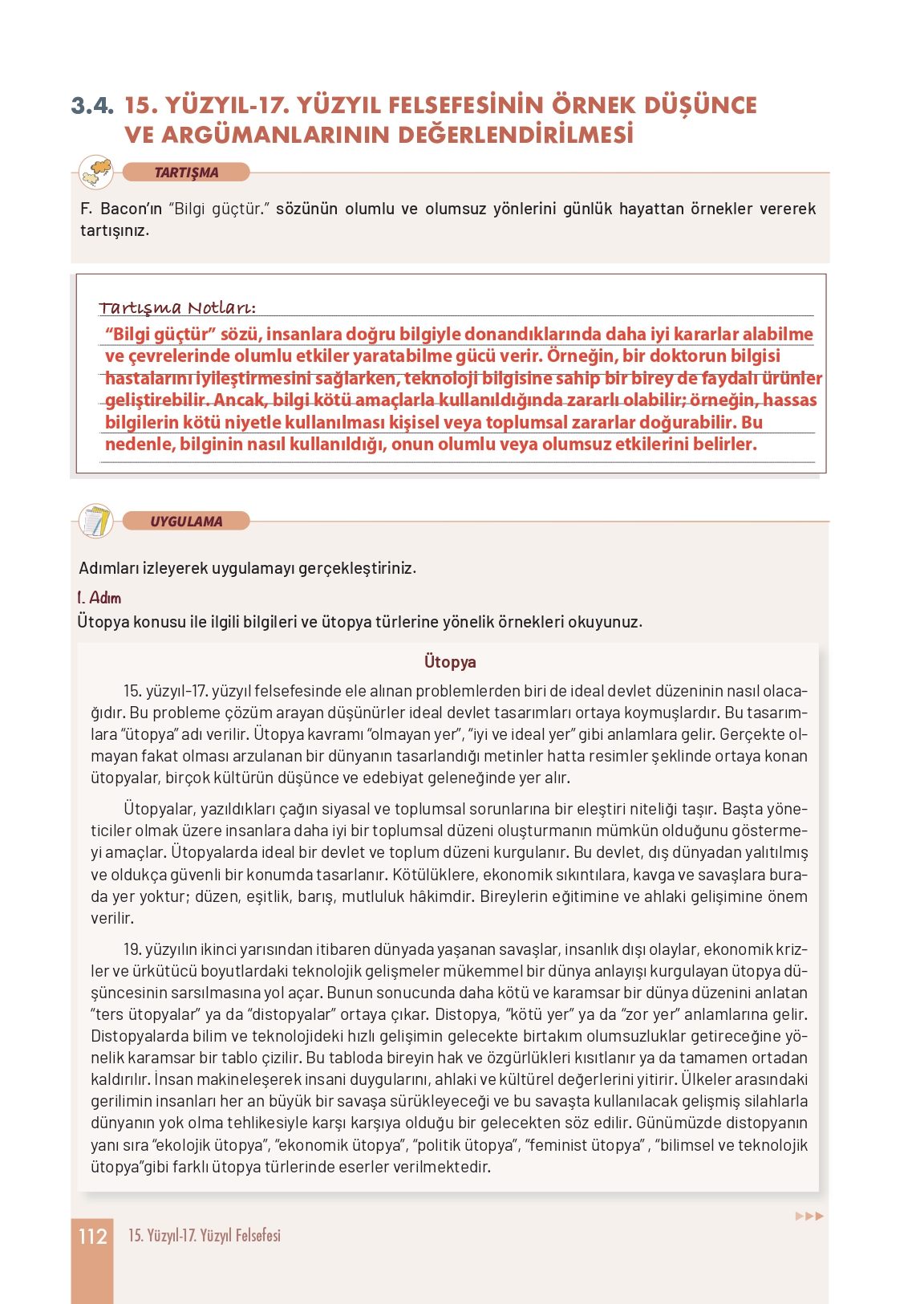 11. Sınıf Meb Yayınları Felsefe Ders Kitabı Sayfa 112 Cevapları