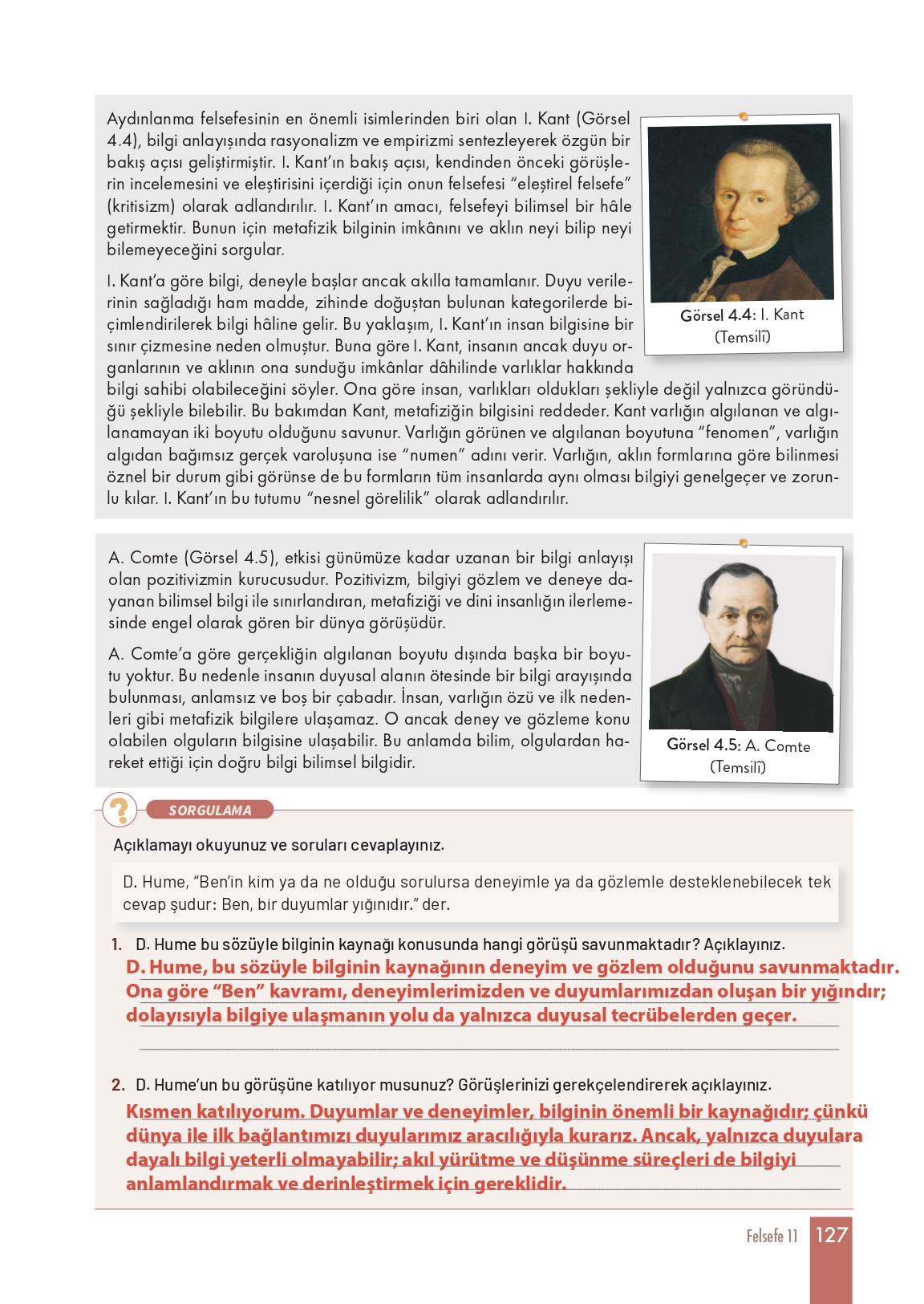 11. Sınıf Meb Yayınları Felsefe Ders Kitabı Sayfa 127 Cevapları