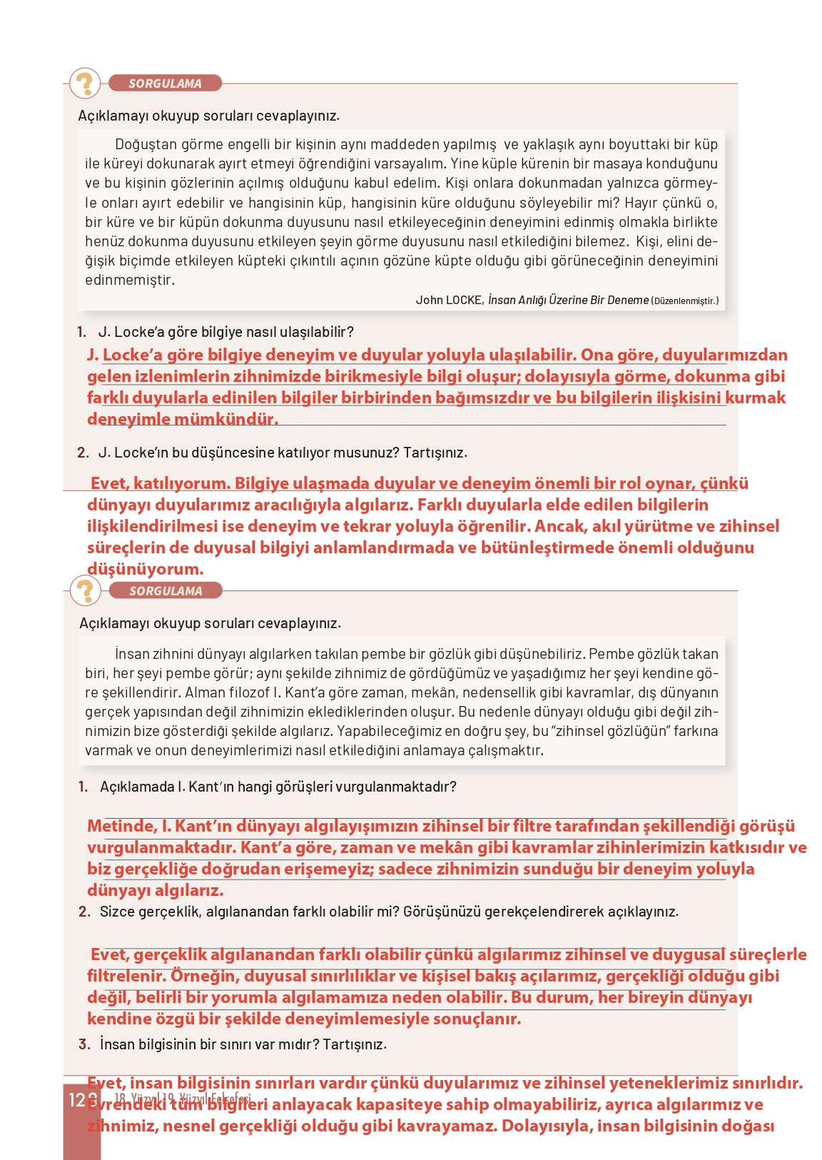 11. Sınıf Meb Yayınları Felsefe Ders Kitabı Sayfa 128 Cevapları