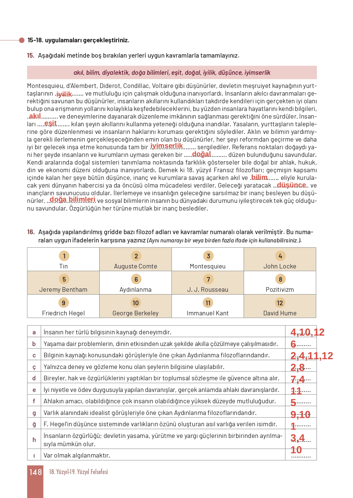 11. Sınıf Meb Yayınları Felsefe Ders Kitabı Sayfa 148 Cevapları