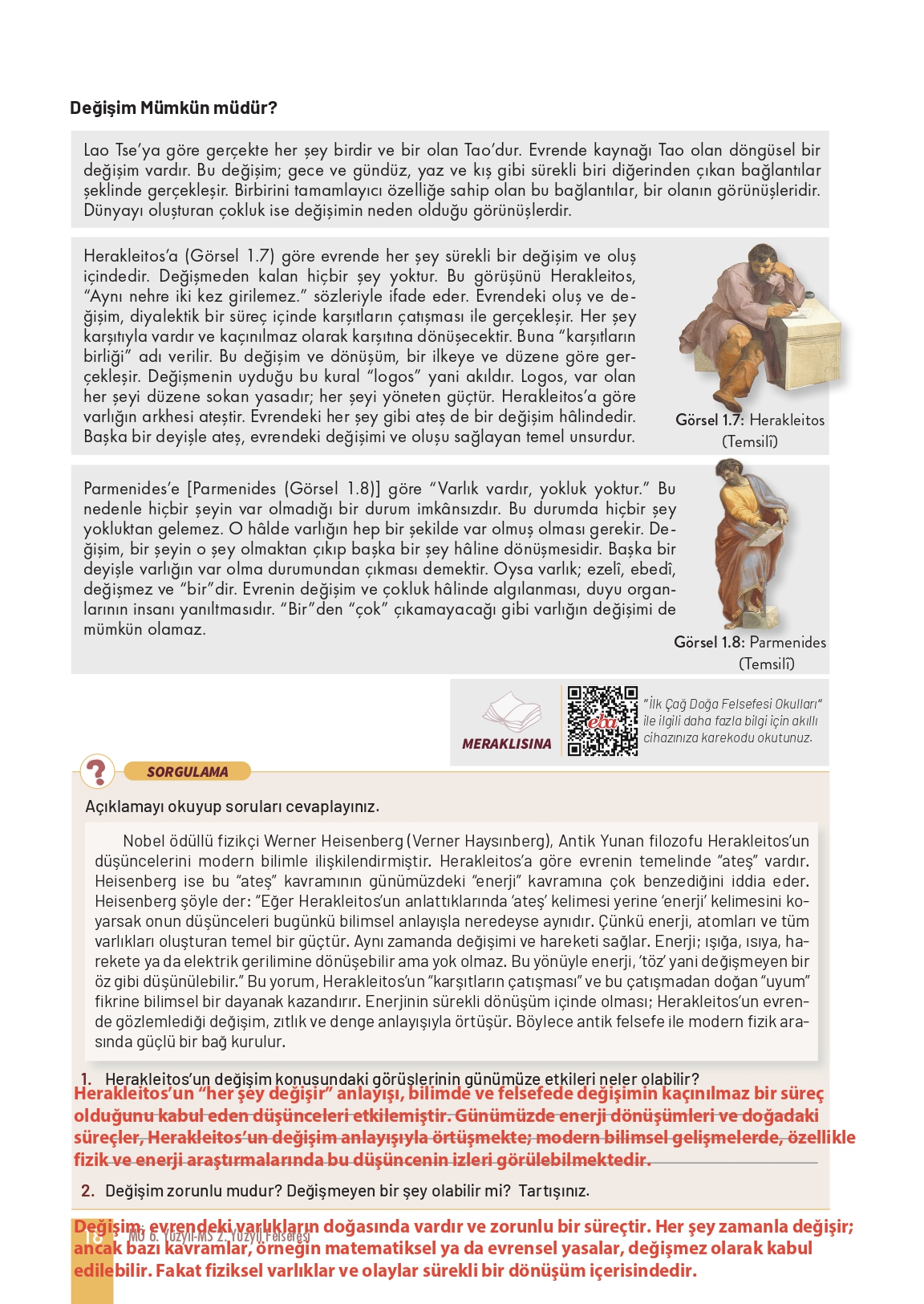 11. Sınıf Meb Yayınları Felsefe Ders Kitabı Sayfa 18 Cevapları