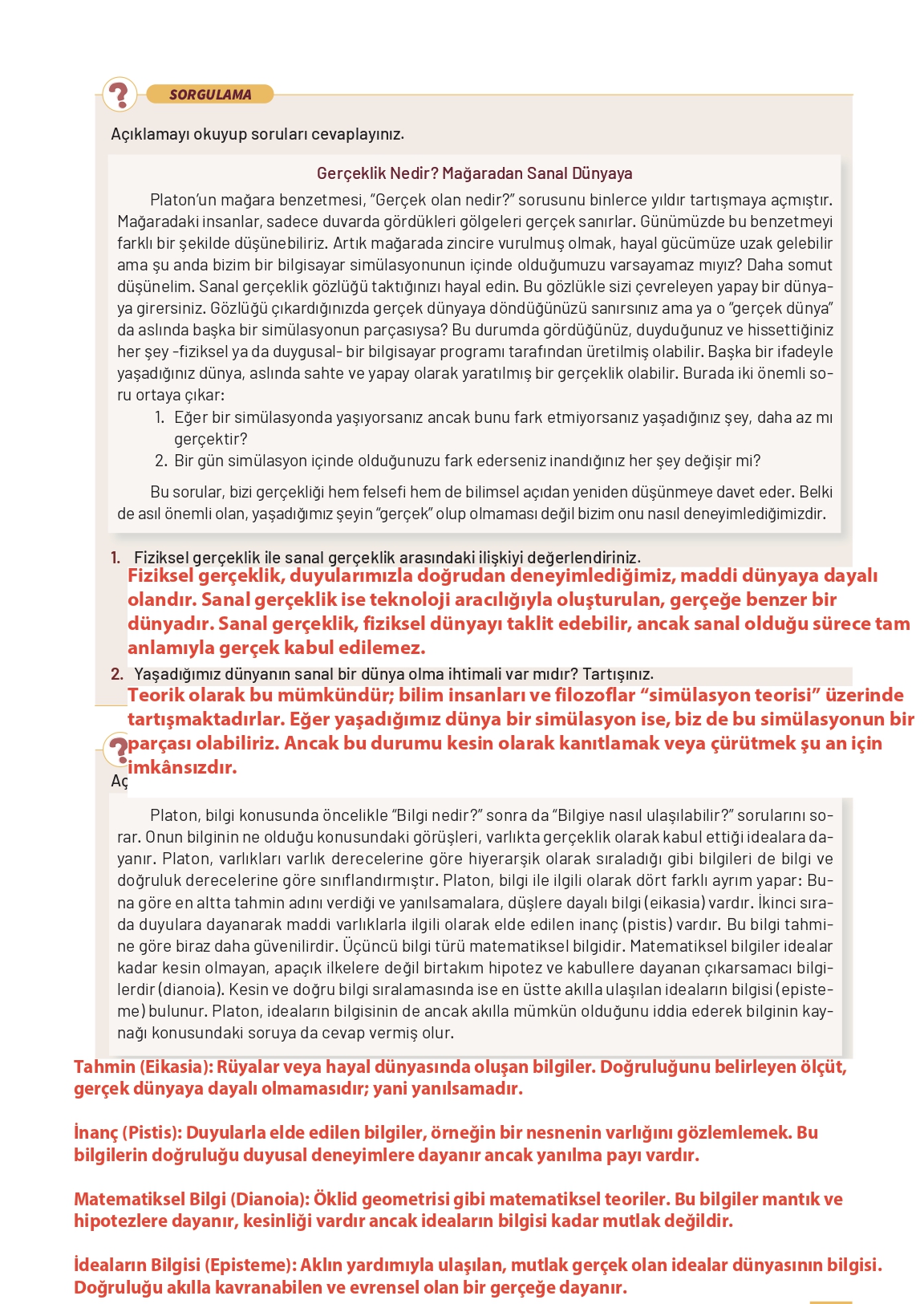 11. Sınıf Meb Yayınları Felsefe Ders Kitabı Sayfa 25 Cevapları
