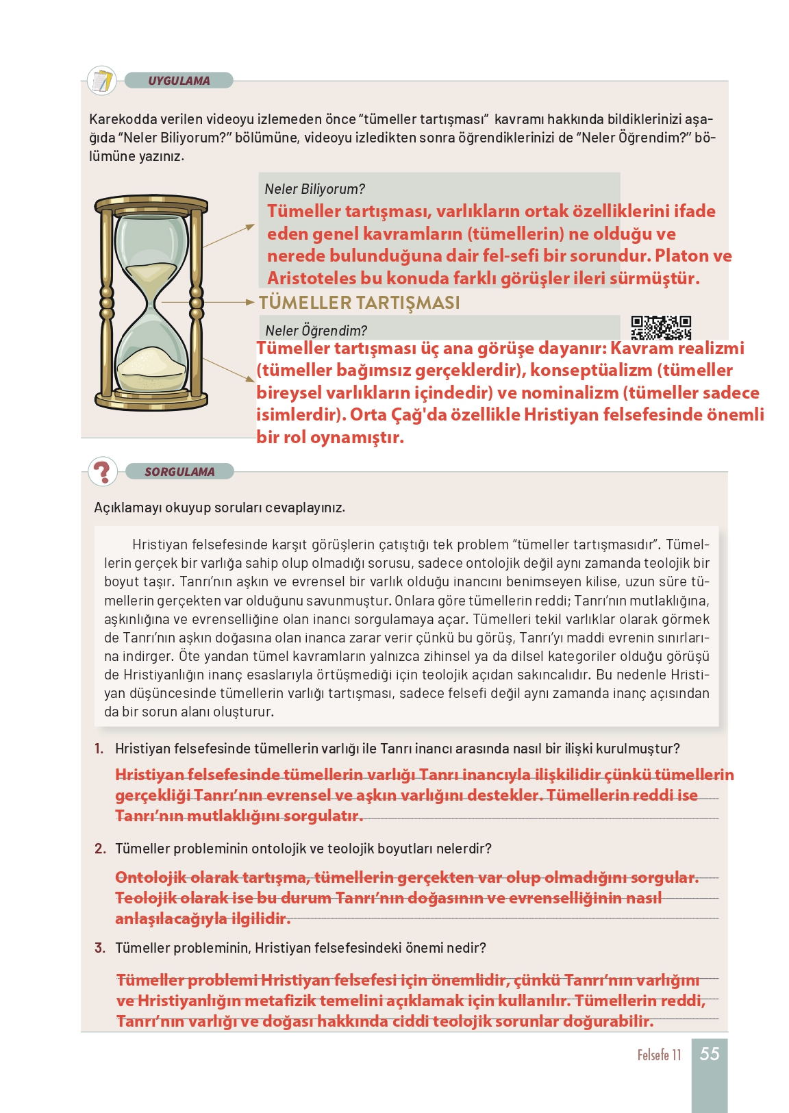 11. Sınıf Meb Yayınları Felsefe Ders Kitabı Sayfa 55 Cevapları