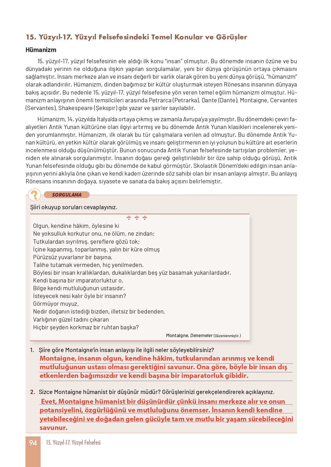 11. Sınıf Meb Yayınları Felsefe Ders Kitabı Sayfa 94 Cevapları