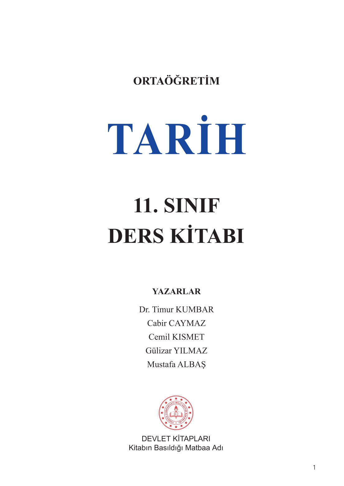 11. Sınıf Meb Yayınları Tarih Ders Kitabı Sayfa 1 Cevapları