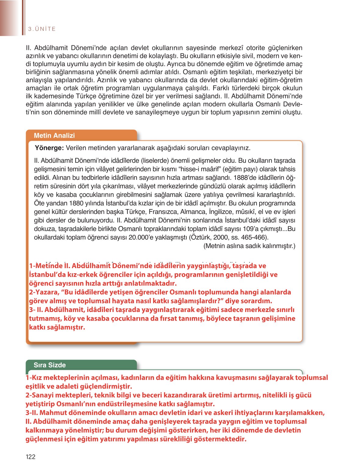 11. Sınıf Meb Yayınları Tarih Ders Kitabı Sayfa 122 Cevapları 11. Sınıf Meb Yayınları Tarih Ders Kitabı Sayfa 122 Cevapları