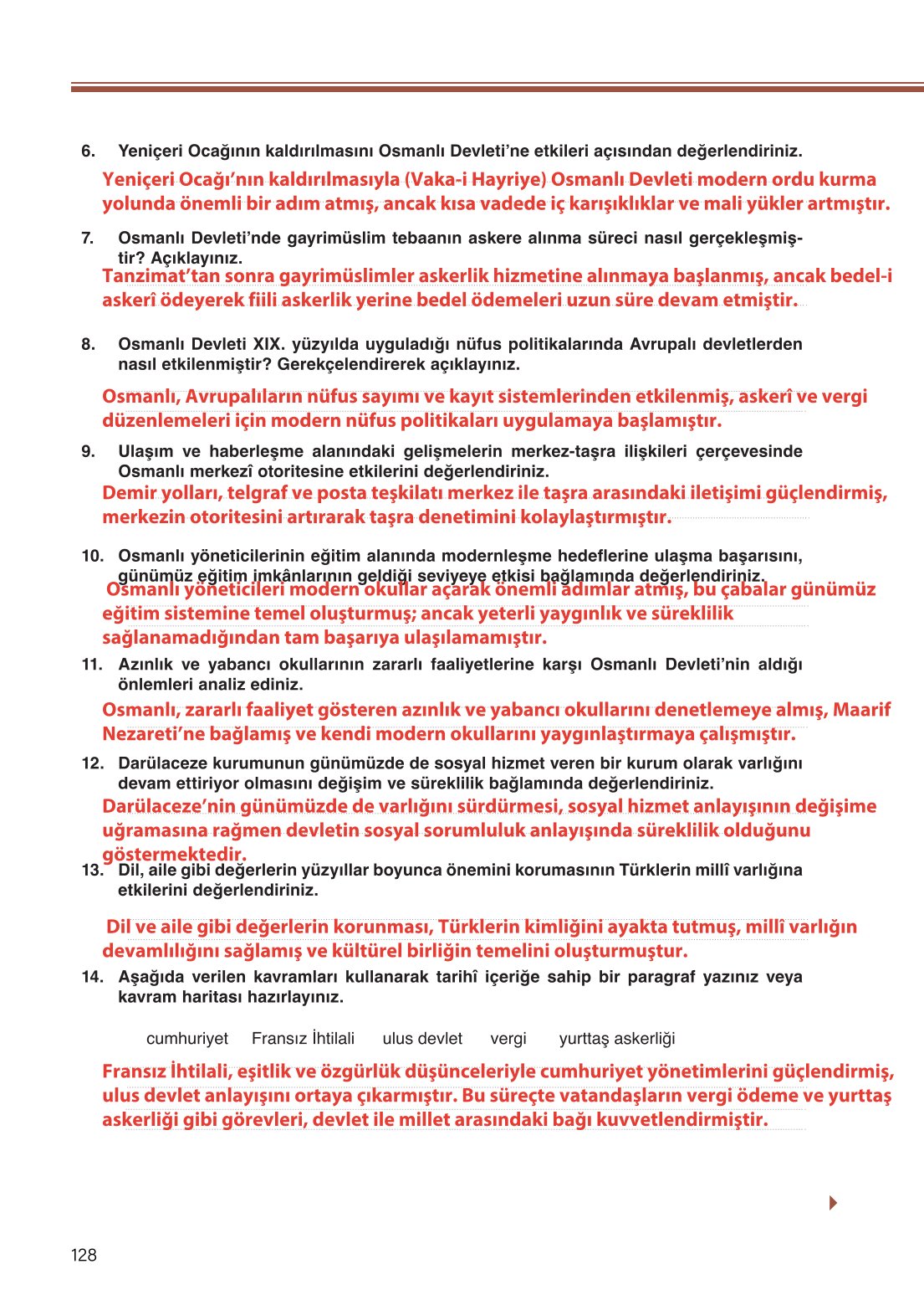 11. Sınıf Meb Yayınları Tarih Ders Kitabı Sayfa 128 Cevapları 11. Sınıf Meb Yayınları Tarih Ders Kitabı Sayfa 128 Cevapları