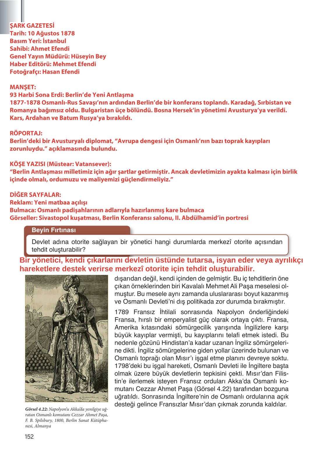 11. Sınıf Meb Yayınları Tarih Ders Kitabı Sayfa 152 Cevapları