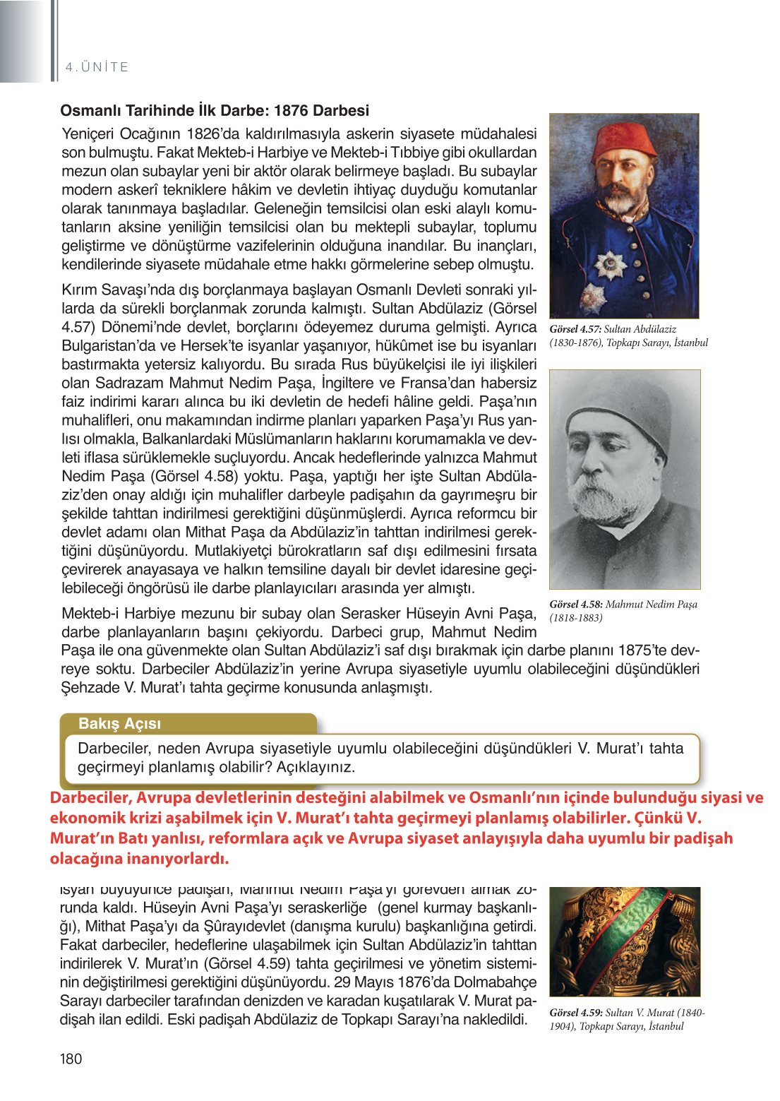 11. Sınıf Meb Yayınları Tarih Ders Kitabı Sayfa 180 Cevapları