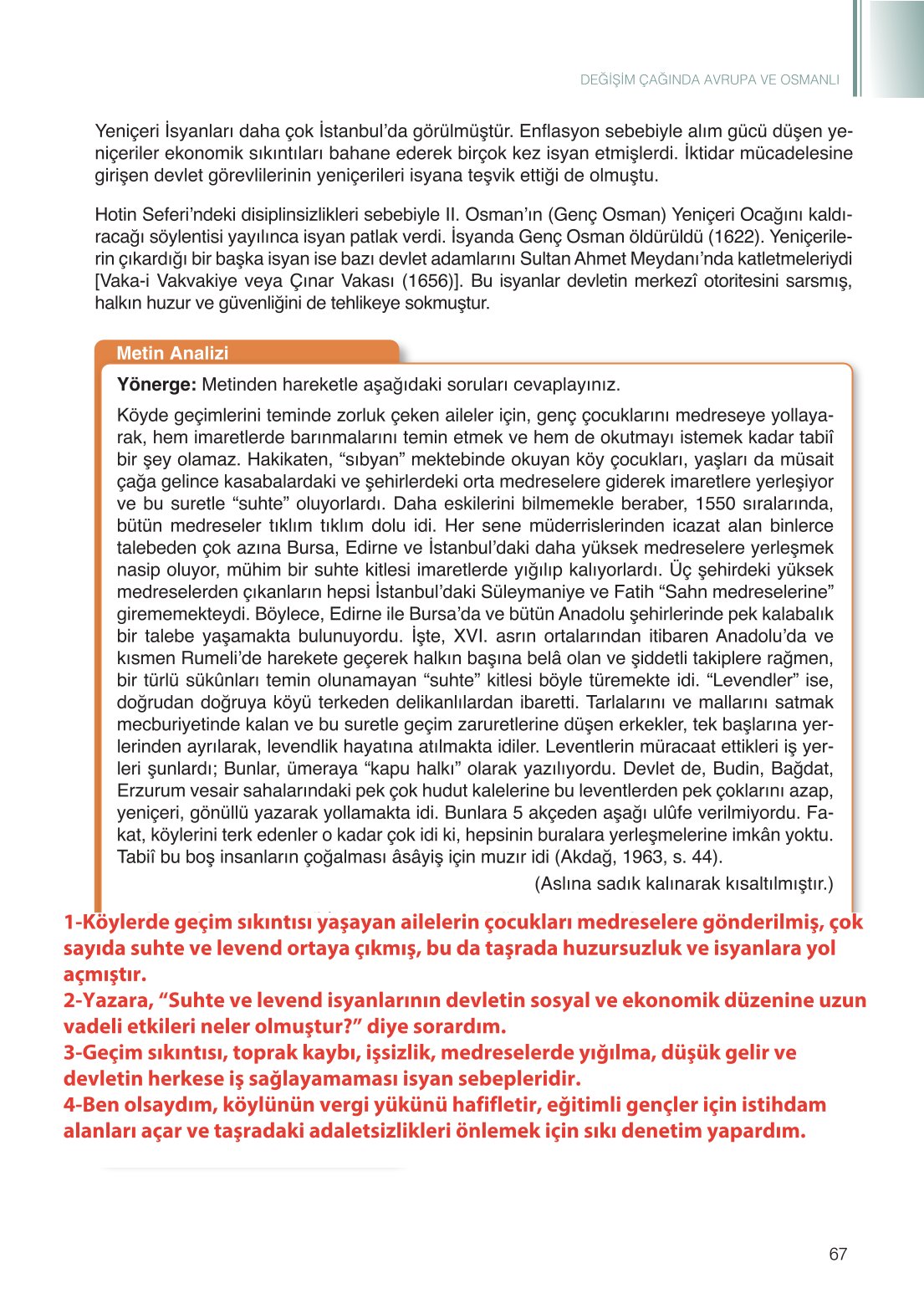 11. Sınıf Meb Yayınları Tarih Ders Kitabı Sayfa 67 Cevapları 11. Sınıf Meb Yayınları Tarih Ders Kitabı Sayfa 67 Cevapları