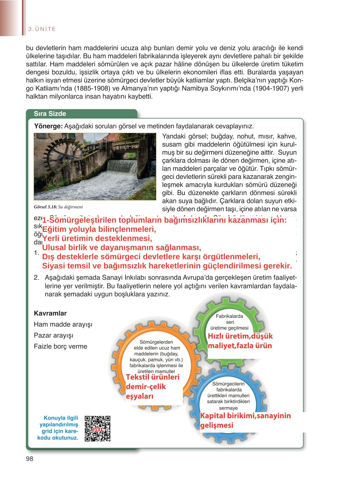 11. Sınıf Meb Yayınları Tarih Ders Kitabı Sayfa 98 Cevapları 11. Sınıf Meb Yayınları Tarih Ders Kitabı Sayfa 98 Cevapları