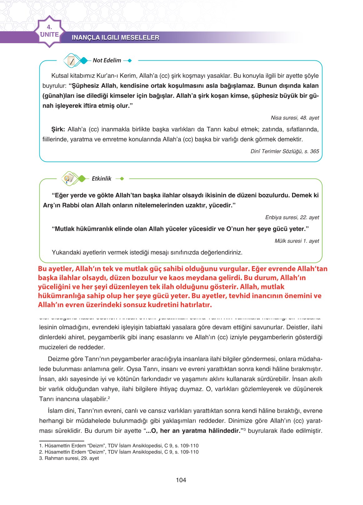 11. Sınıf Sdr İpekyolu Yayıncılık Din Kültürü Ve Ahlak Bilgisi Ders Kitabı Sayfa 104 Cevapları
