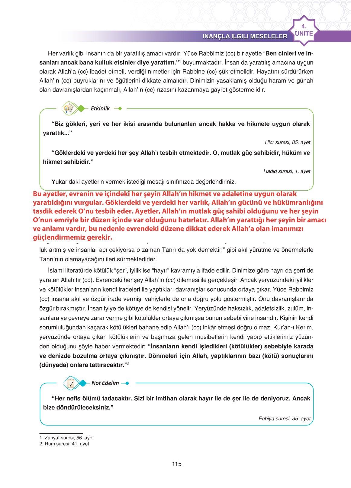 11. Sınıf Sdr İpekyolu Yayıncılık Din Kültürü Ve Ahlak Bilgisi Ders Kitabı Sayfa 115 Cevapları