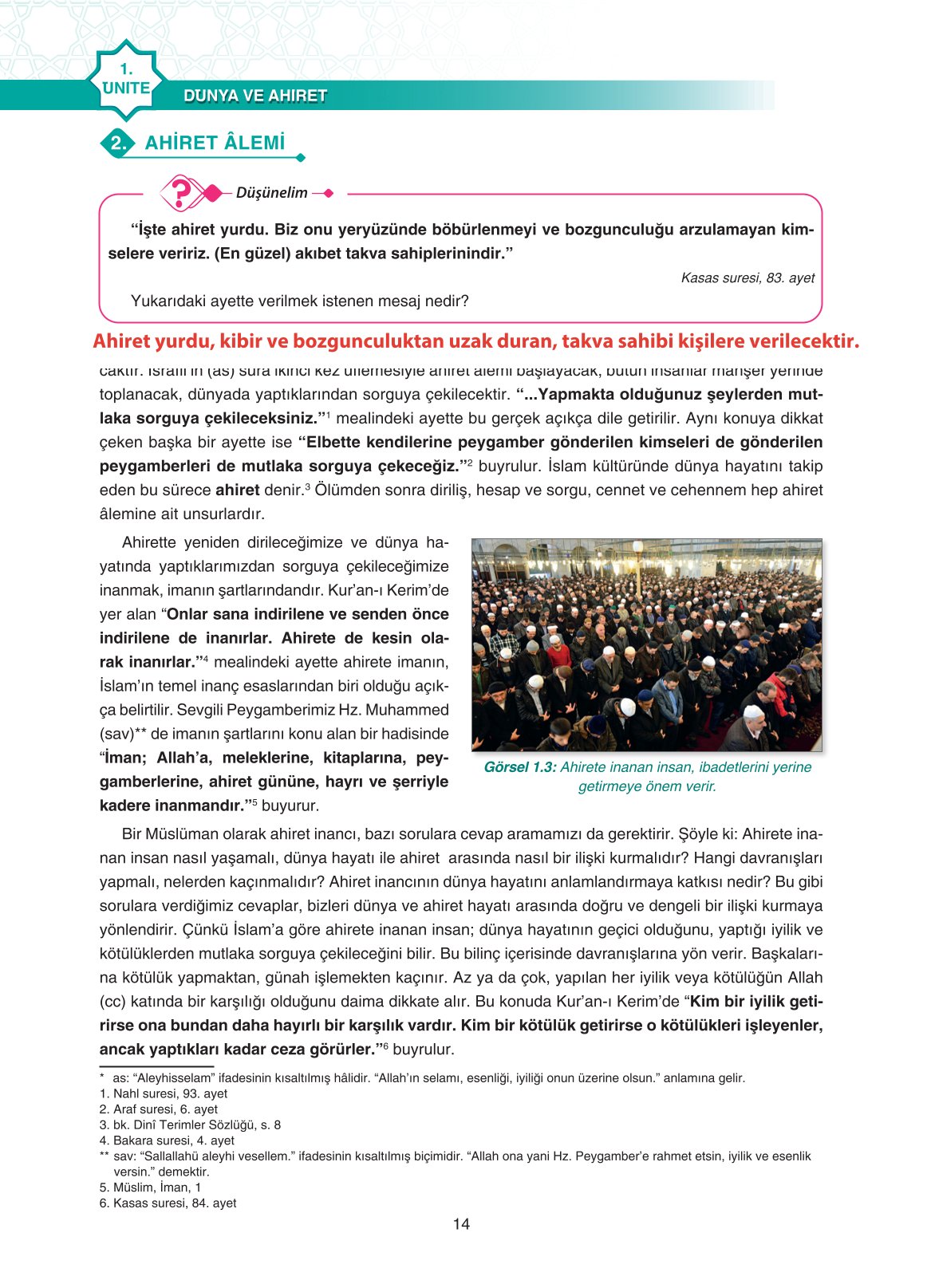 11. Sınıf Sdr İpekyolu Yayıncılık Din Kültürü Ve Ahlak Bilgisi Ders Kitabı Sayfa 14 Cevapları