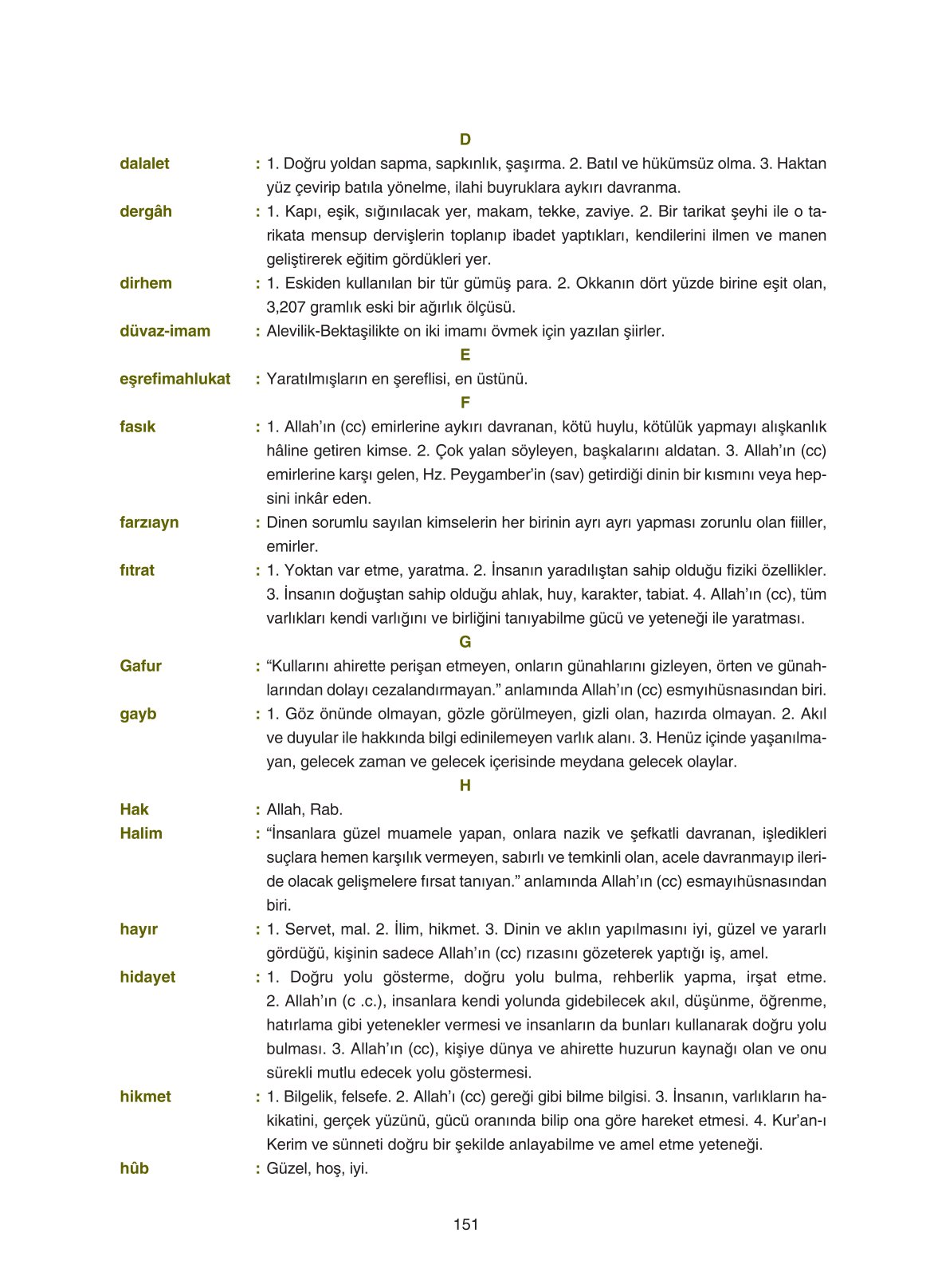 11. Sınıf Sdr İpekyolu Yayıncılık Din Kültürü Ve Ahlak Bilgisi Ders Kitabı Sayfa 151 Cevapları