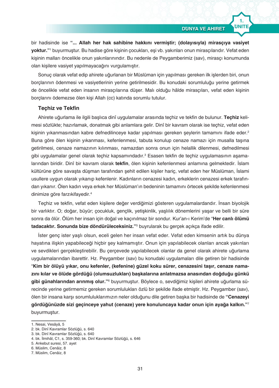 11. Sınıf Sdr İpekyolu Yayıncılık Din Kültürü Ve Ahlak Bilgisi Ders Kitabı Sayfa 31 Cevapları