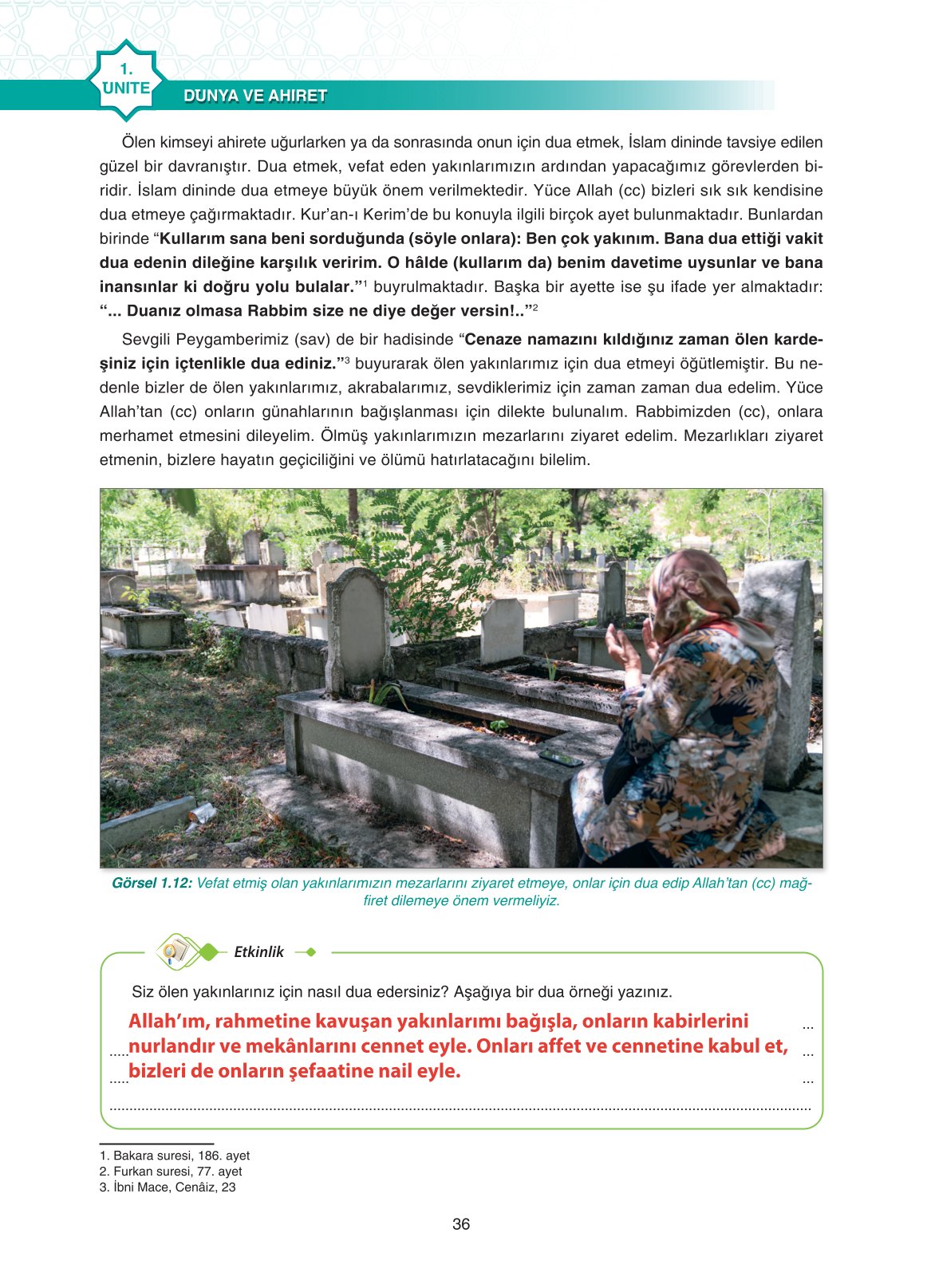 11. Sınıf Sdr İpekyolu Yayıncılık Din Kültürü Ve Ahlak Bilgisi Ders Kitabı Sayfa 36 Cevapları