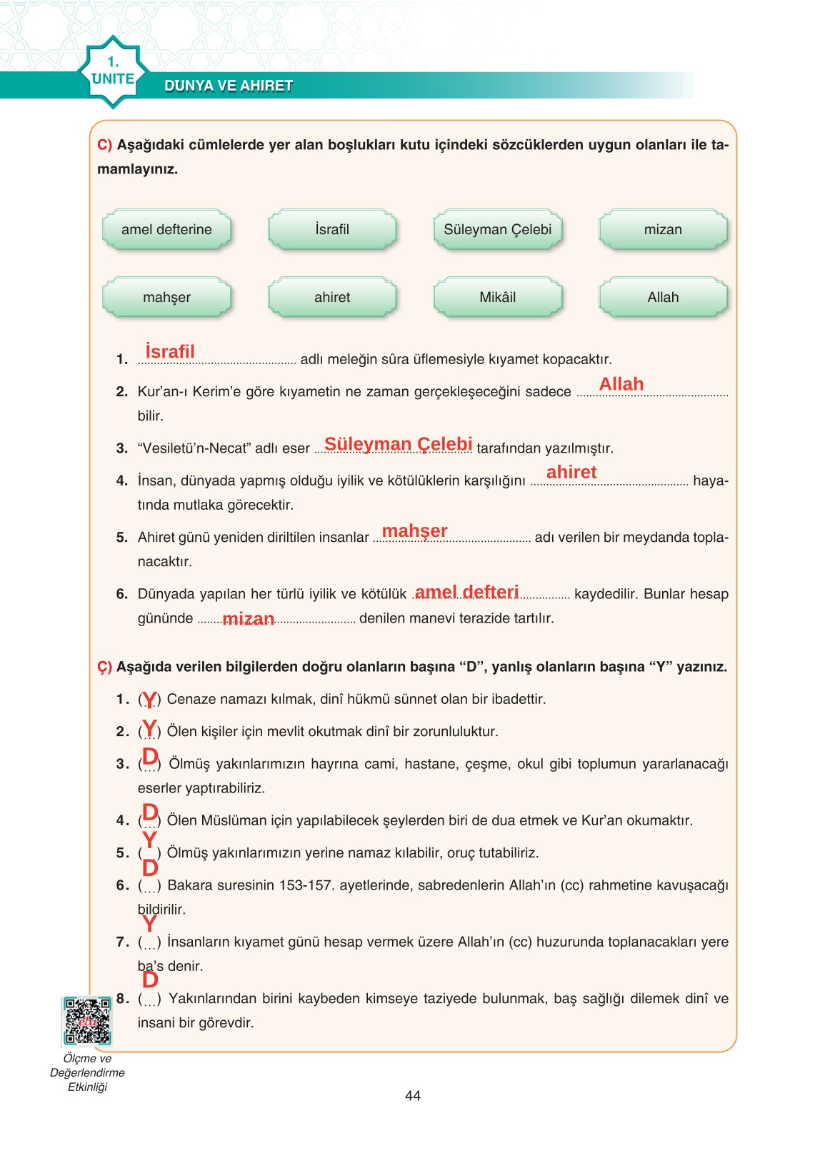 11. Sınıf Sdr İpekyolu Yayıncılık Din Kültürü Ve Ahlak Bilgisi Ders Kitabı Sayfa 44 Cevapları 11. Sınıf Sdr İpekyolu Yayıncılık Din Kültürü Ve Ahlak Bilgisi Ders Kitabı Sayfa 44 Cevapları