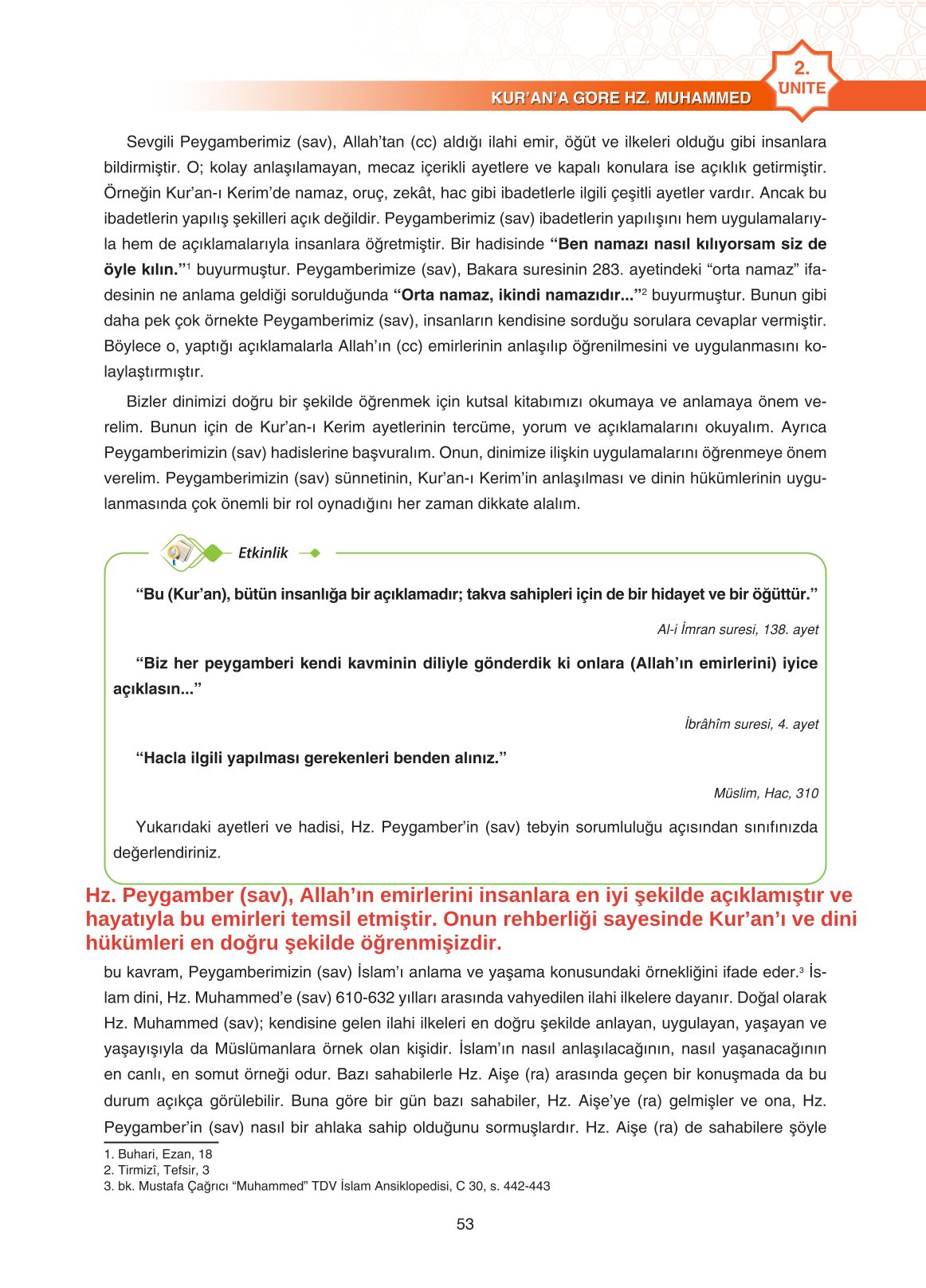 11. Sınıf Sdr İpekyolu Yayıncılık Din Kültürü Ve Ahlak Bilgisi Ders Kitabı Sayfa 53 Cevapları